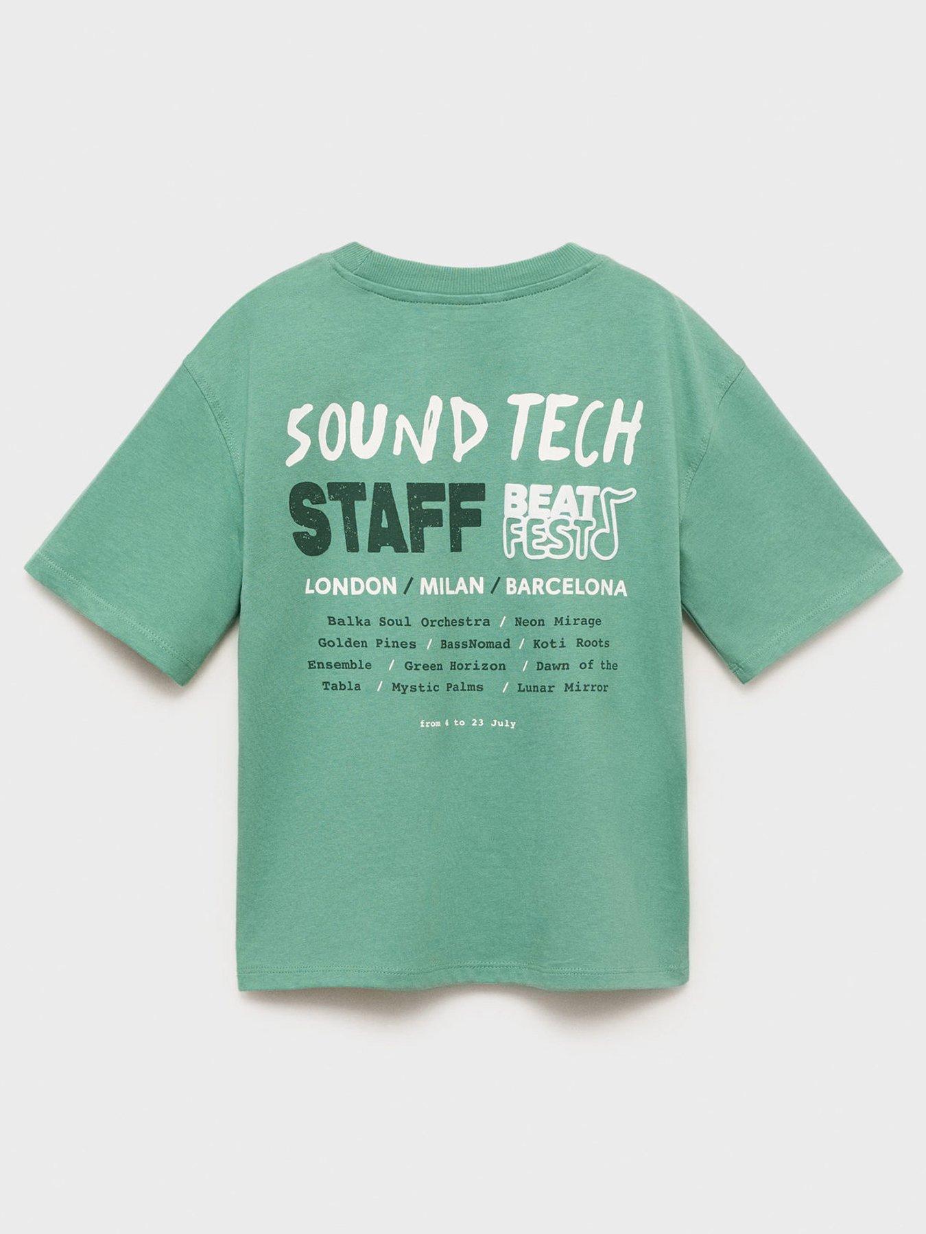 undefined Boys Beats Back Print Short Sleeve T-shirt - Green