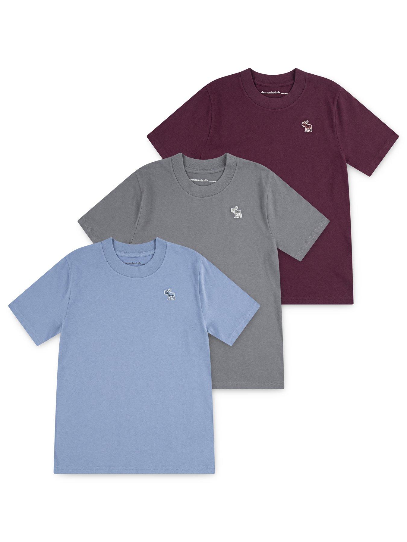 Image 3 of 5 of Abercrombie & Fitch Boys 3 Pack Short Sleeve T-Shirts - Red/Blue/Grey