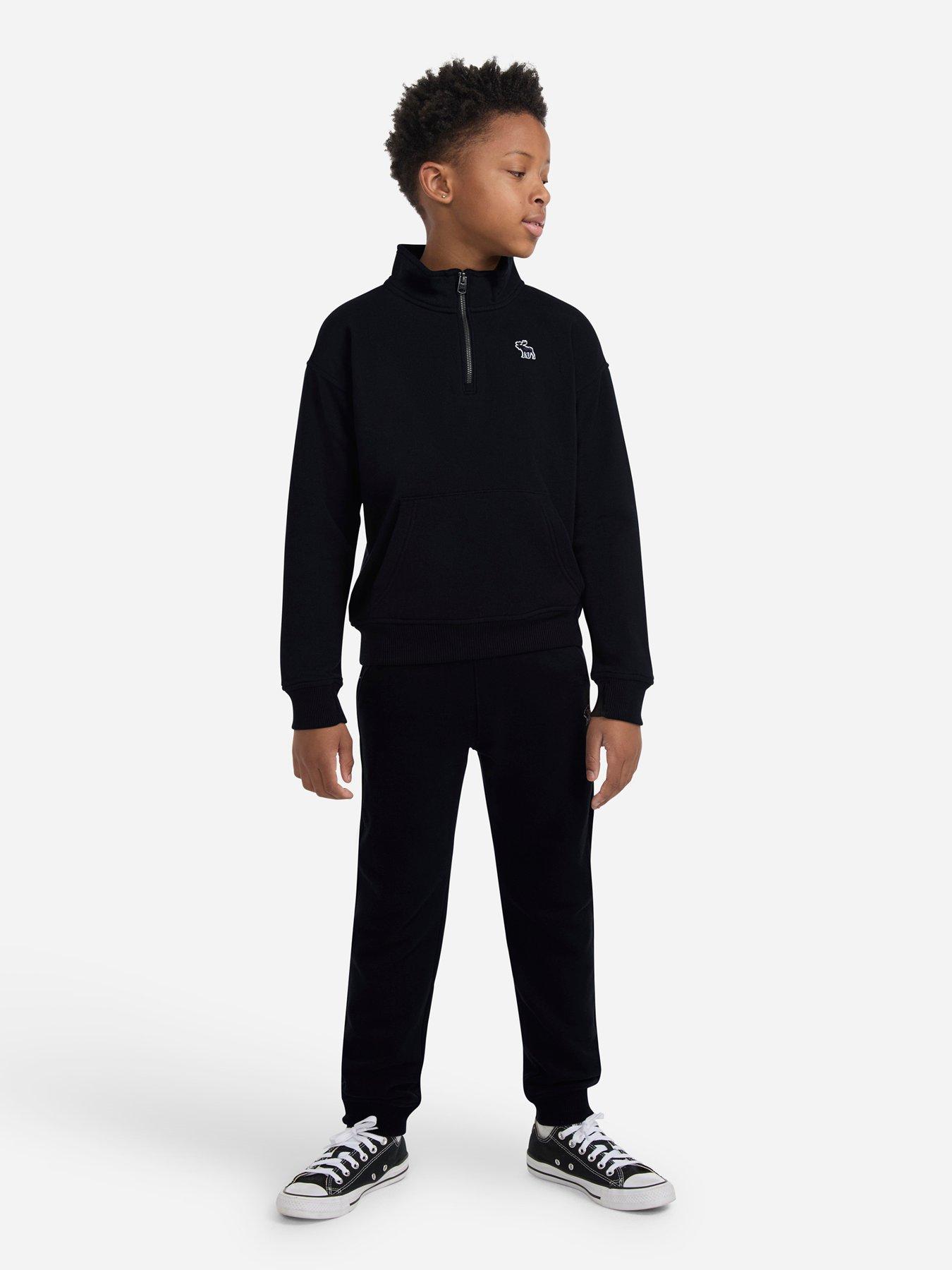 undefined Boys Essential 1/4 Zip Mock Neck Sweatshirt - Black
