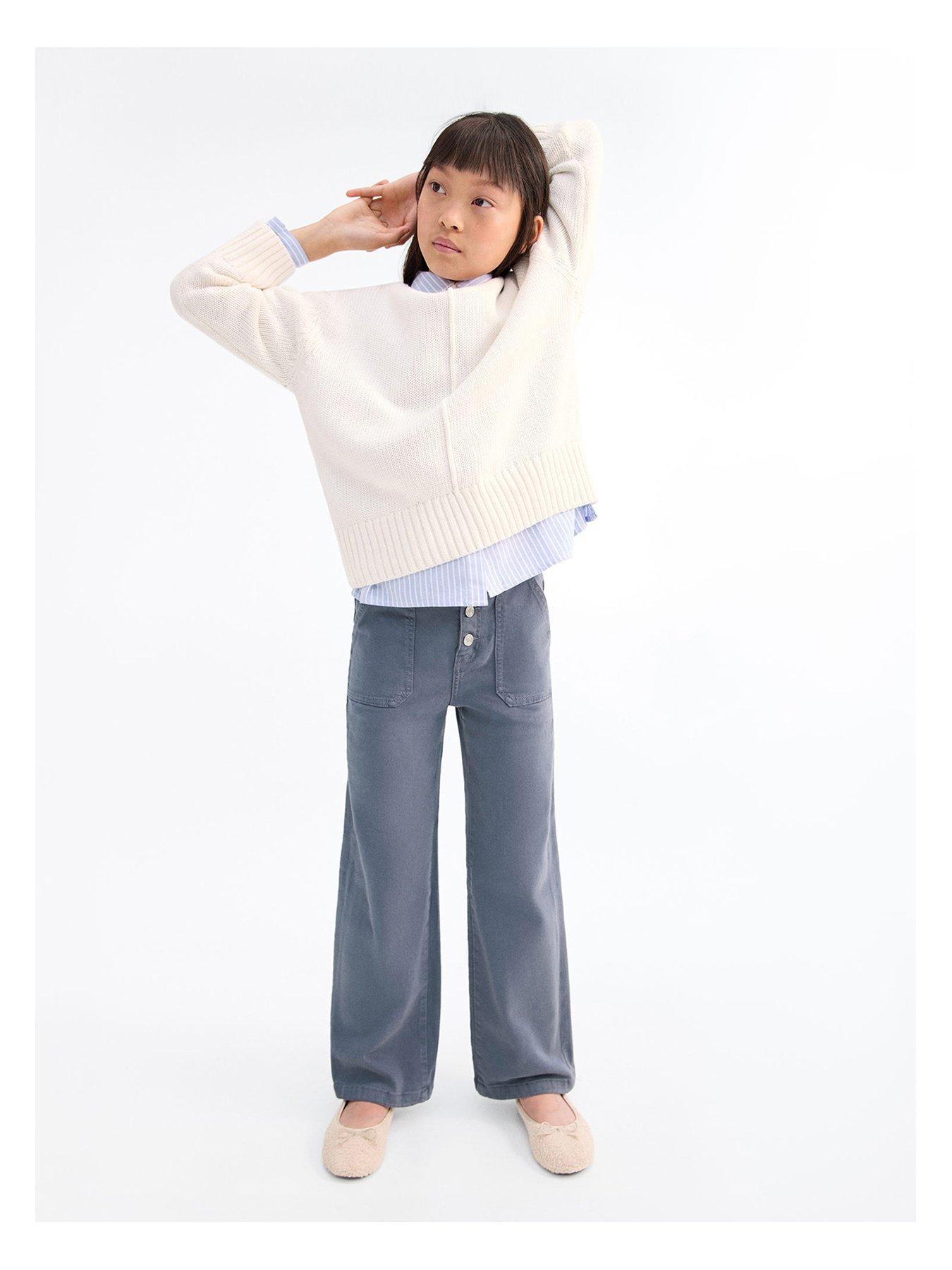 Image 2 of 5 of Mango Girls Wide Leg Coloured Jeans - Blue