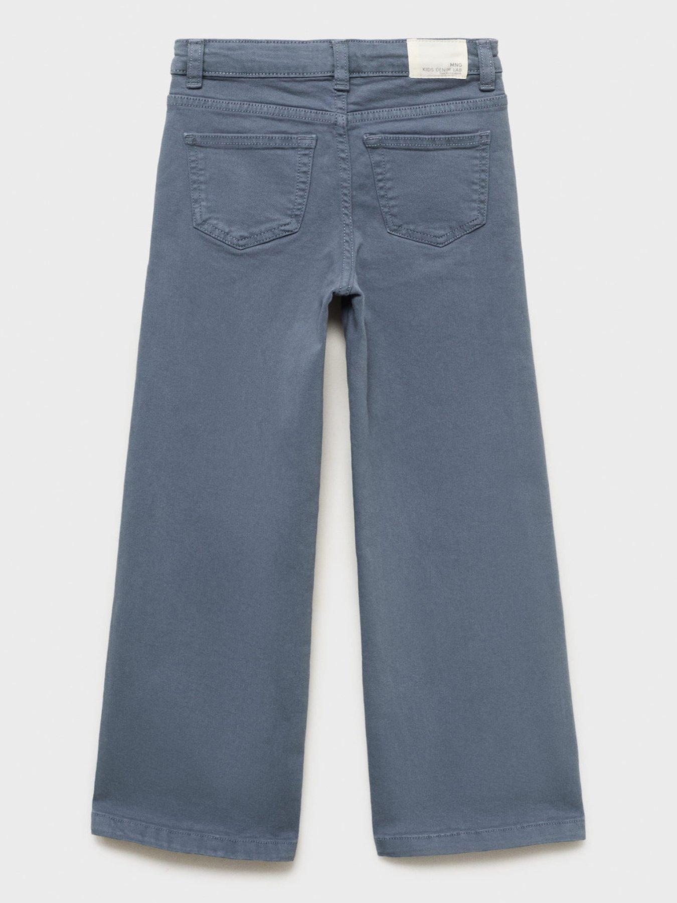 Image 3 of 5 of Mango Girls Wide Leg Coloured Jeans - Blue