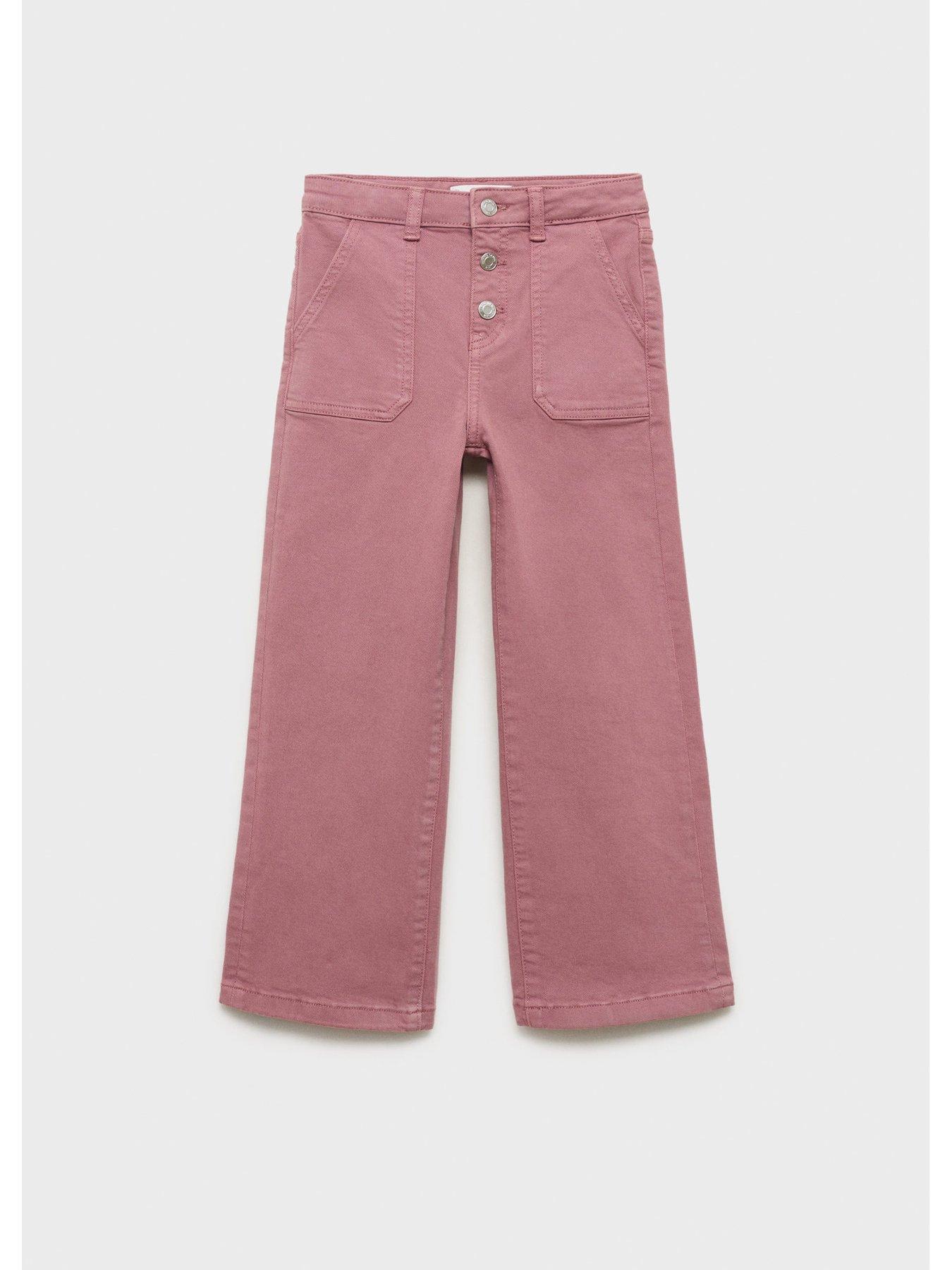 Image 2 of 5 of Mango Girls Wide Leg Coloured Jeans - Pink