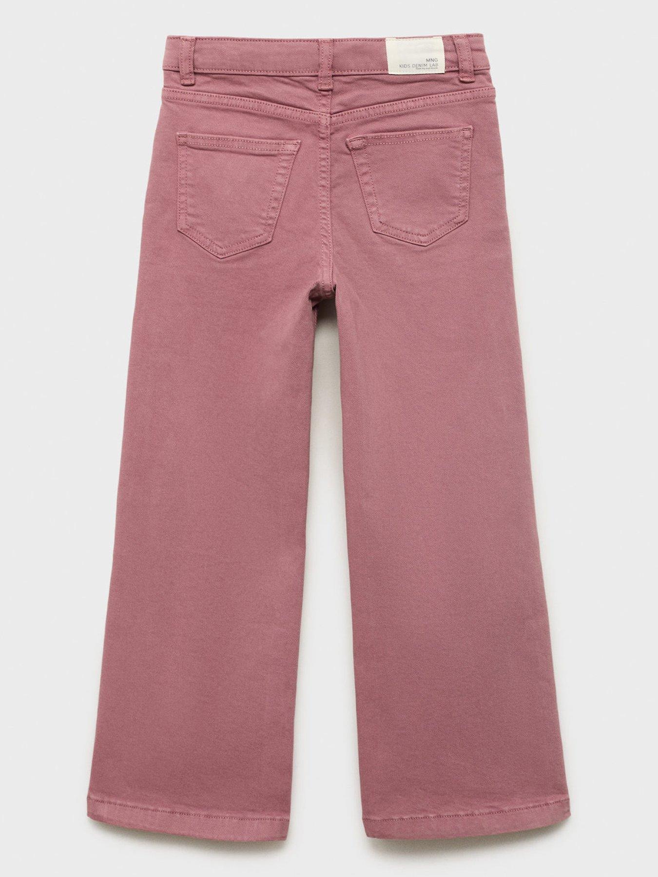 Image 3 of 5 of Mango Girls Wide Leg Coloured Jeans - Pink