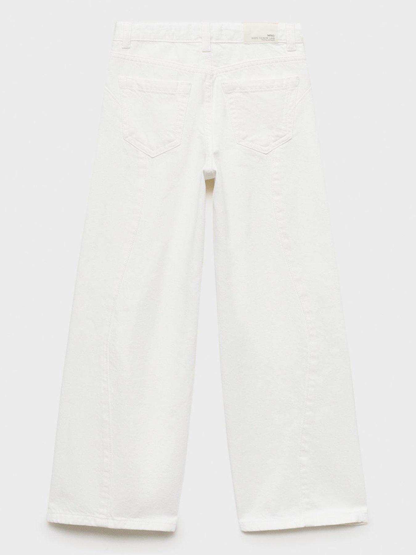 Image 2 of 4 of Mango Girls Wide Leg Jeans - White