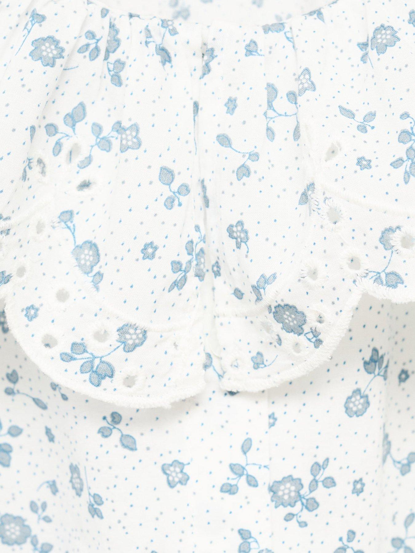 Image 4 of 4 of Mango Baby Girls Floral Long Sleeve Blouse - Light Cream