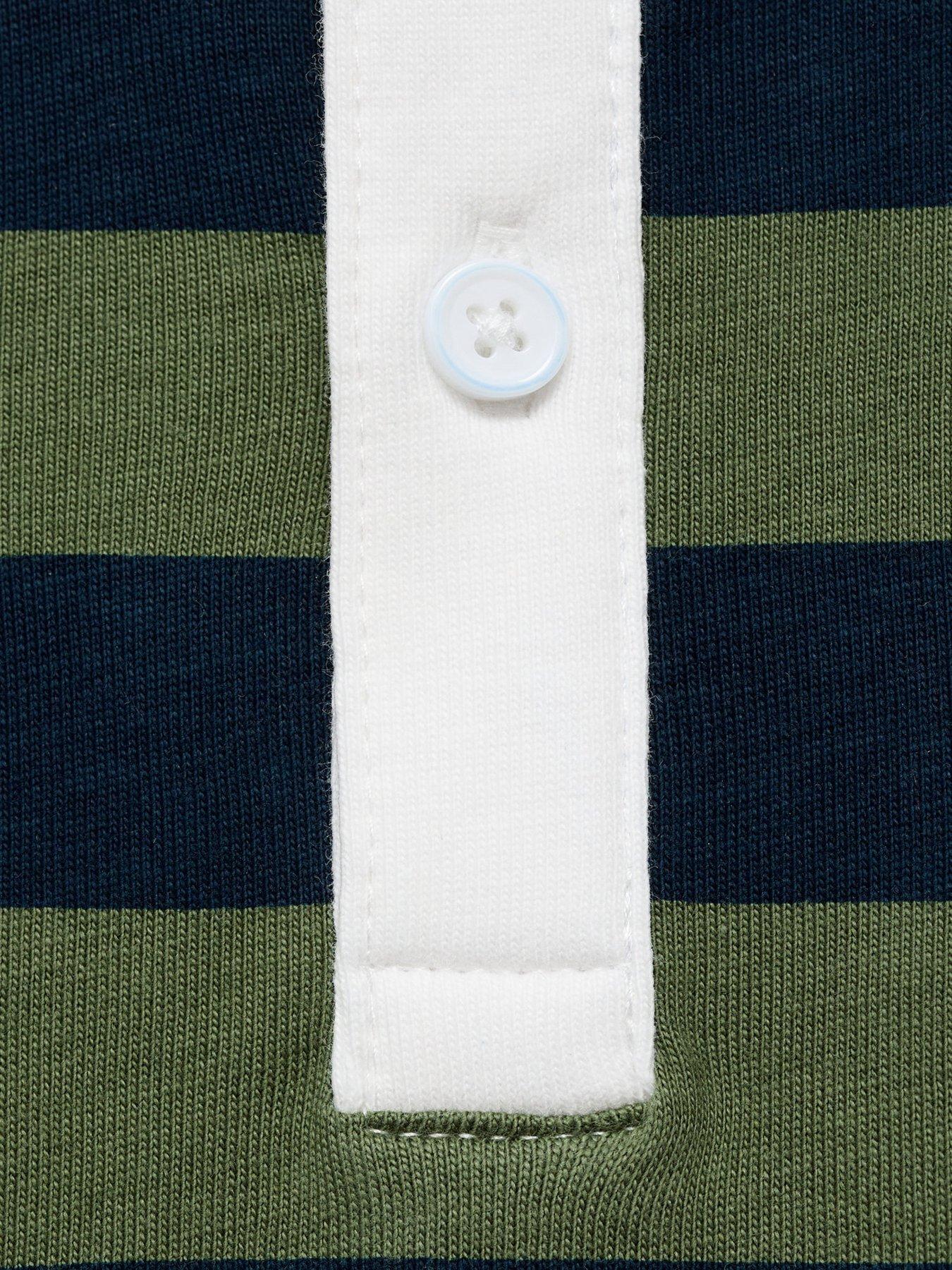 Image 5 of 6 of Mango Younger Boys Striped Long Sleeve Rugby Polo - Green