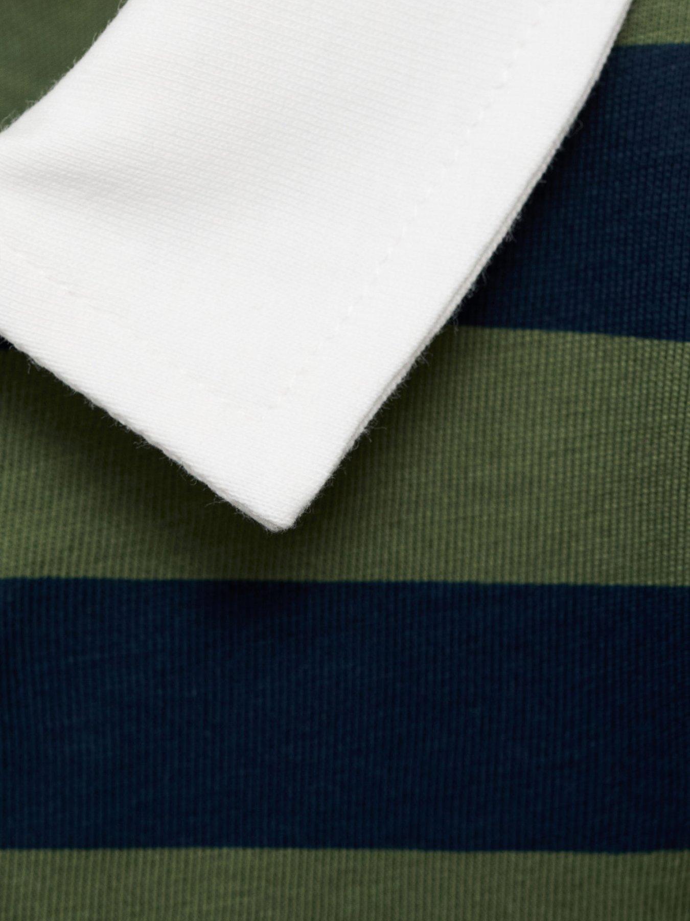 Image 6 of 6 of Mango Younger Boys Striped Long Sleeve Rugby Polo - Green