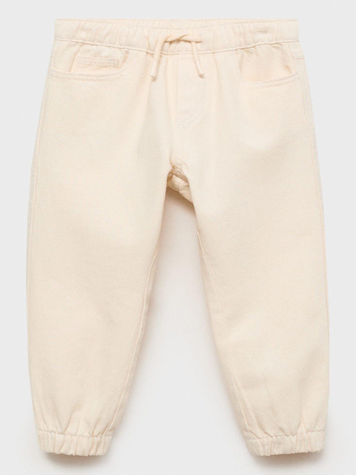 undefined Younger Boys Denim Joggers - Light Cream