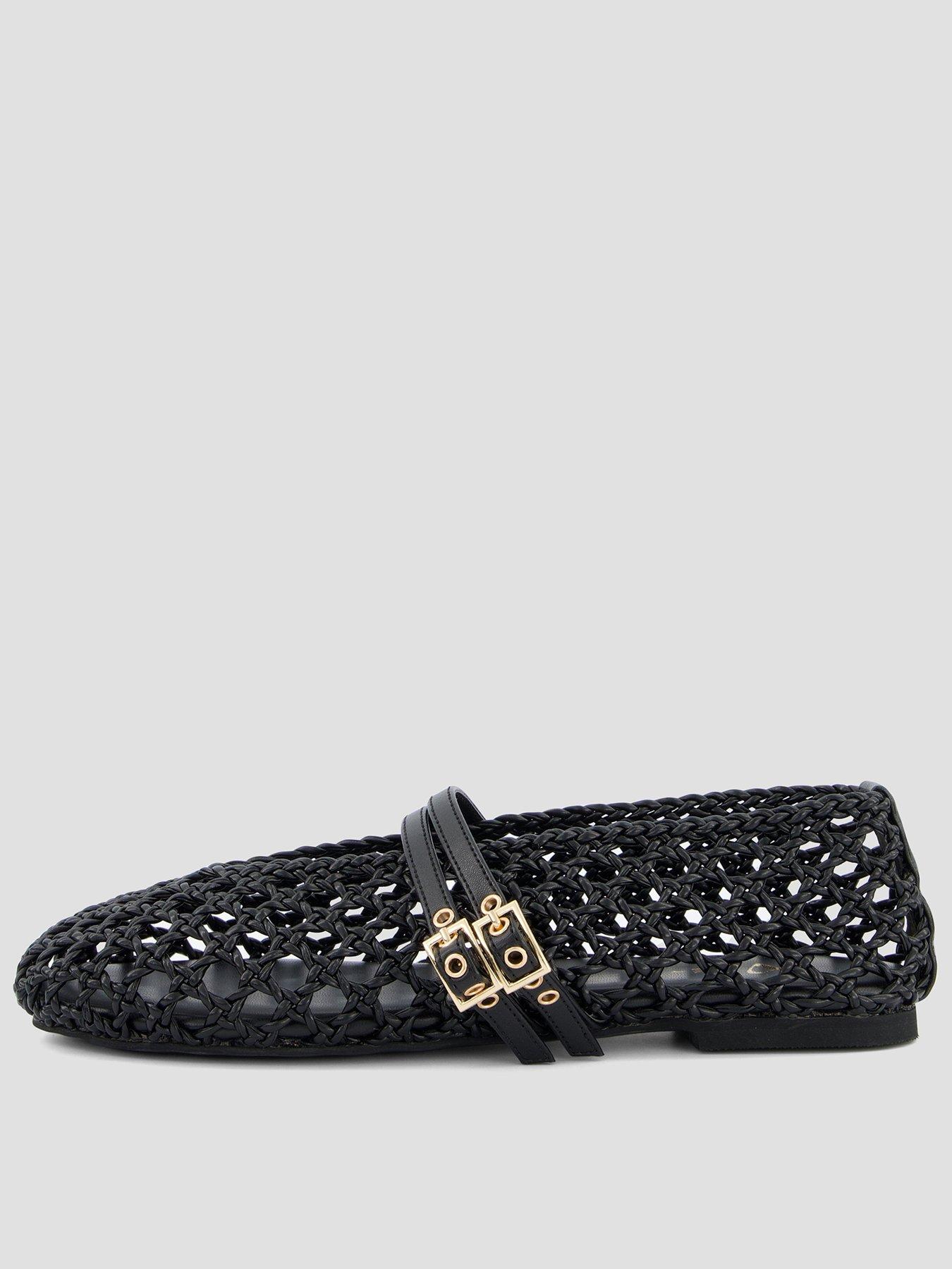 The Very Collection Extra Wide Woven Ballet Flat Shoe - Black