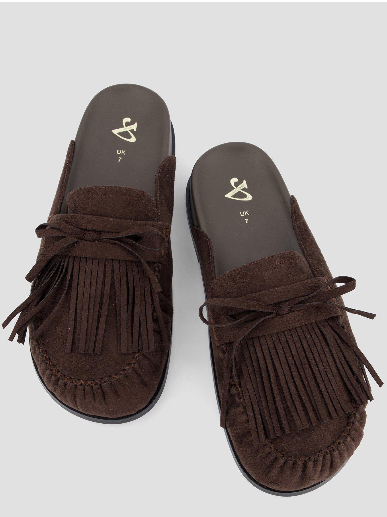 Image 3 of 6 of The Very Collection Mule Moccasin Loafer Shoes - Brown