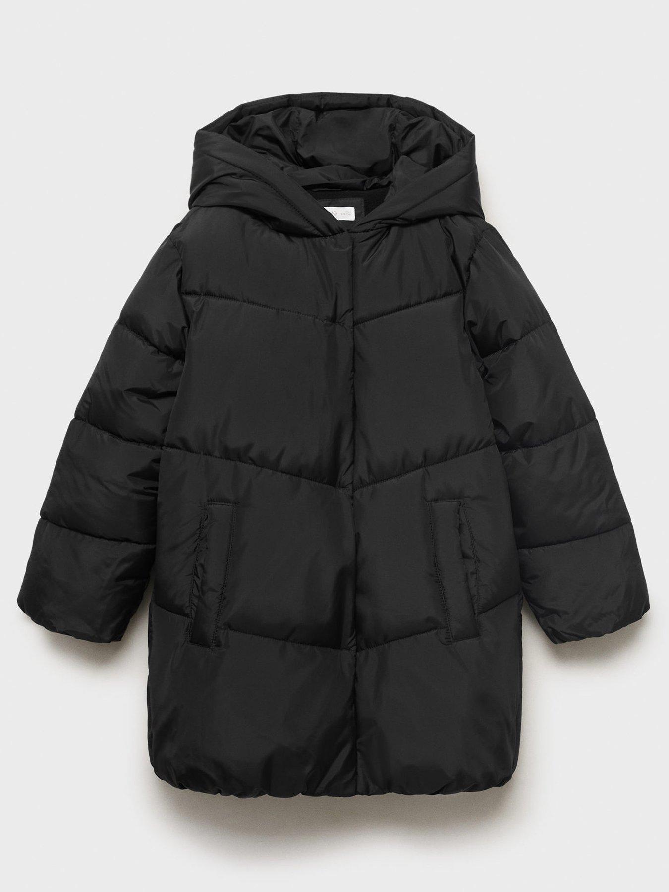 undefined Girls Padded Longline Coat - Black