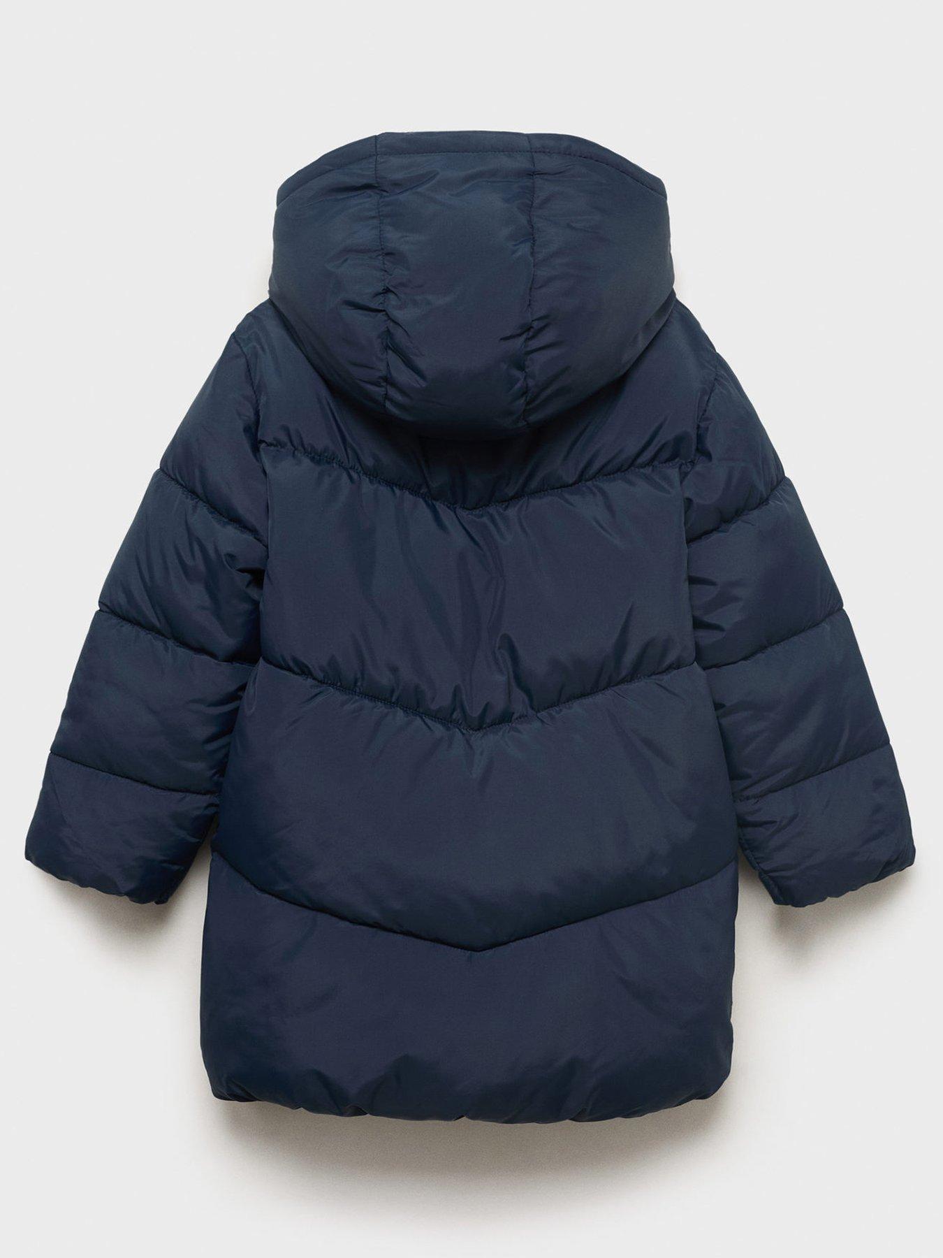  image of mango-girls-padded-longline-coat-navy