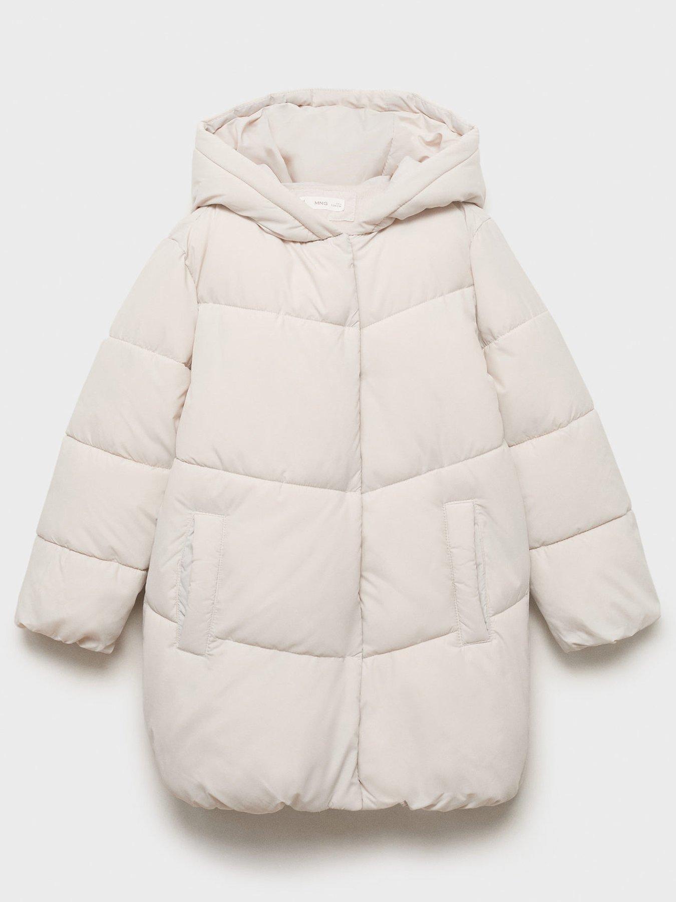 Mango Girls Padded Longline Coat - Cream