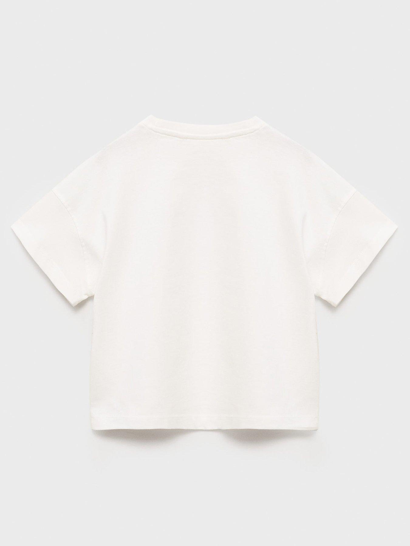 Image 2 of 4 of Mango Girls Collegiate Short Sleeve T-Shirt - White