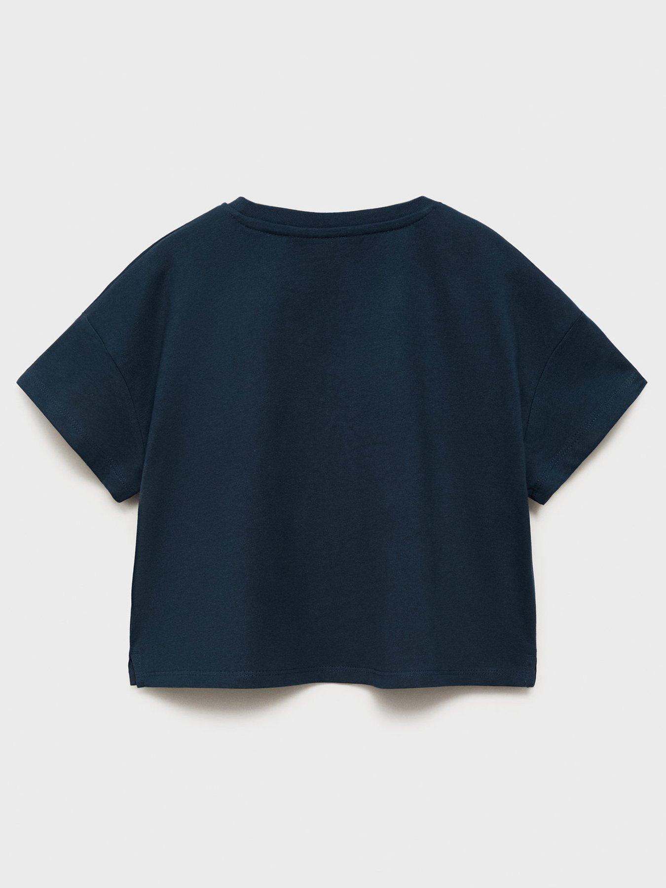 Image 2 of 4 of Mango Girls Boston Short Sleeve T-Shirt - Navy