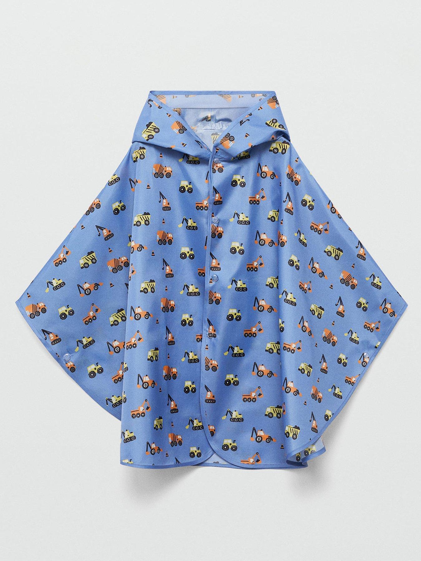 undefined Younger Boys Digger Raincoat Poncho - Blue
