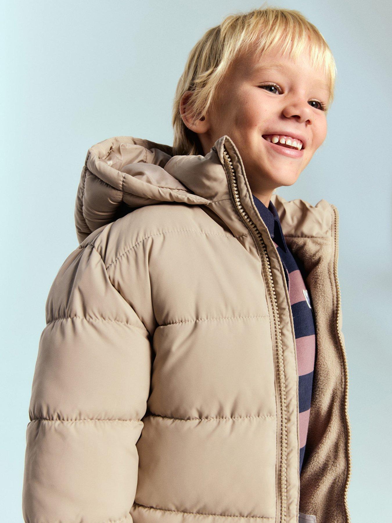 Mango Younger Boys Padded Hooded Coat - Cream