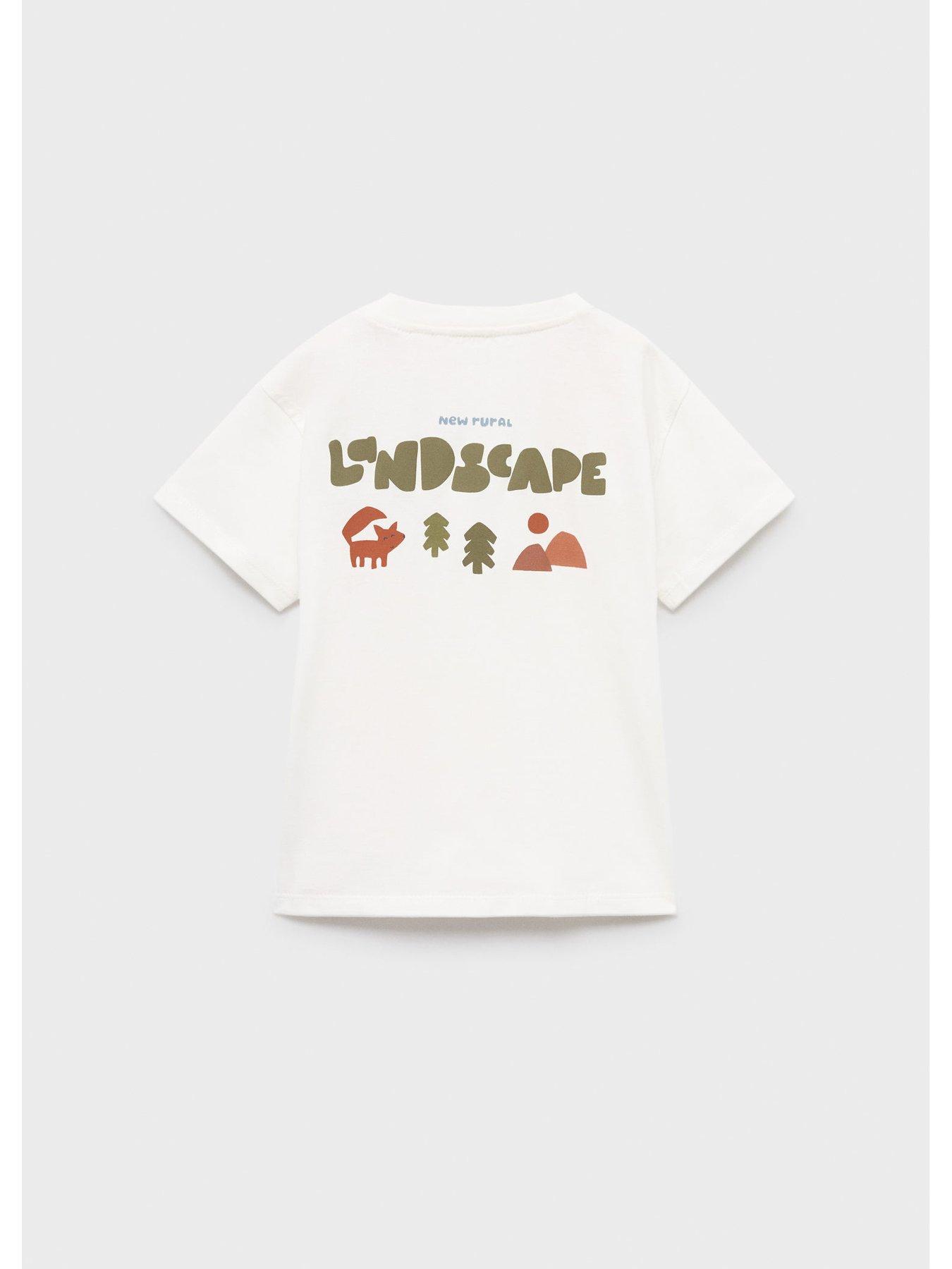Image 1 of 4 of Mango Younger Boys Rural Short Sleeve Backprint T-shirt - Light Cream