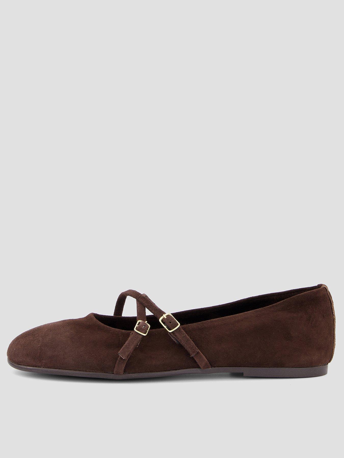 Image 1 of 6 of The Very Collection Suede Ballet Flat Shoe - Chocolate