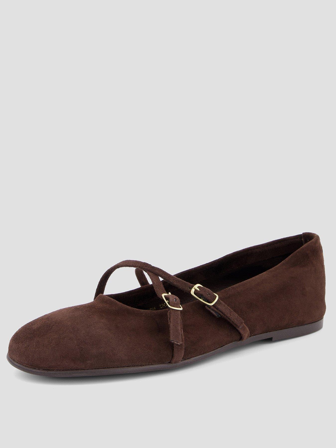Image 2 of 6 of The Very Collection Suede Ballet Flat Shoe - Chocolate