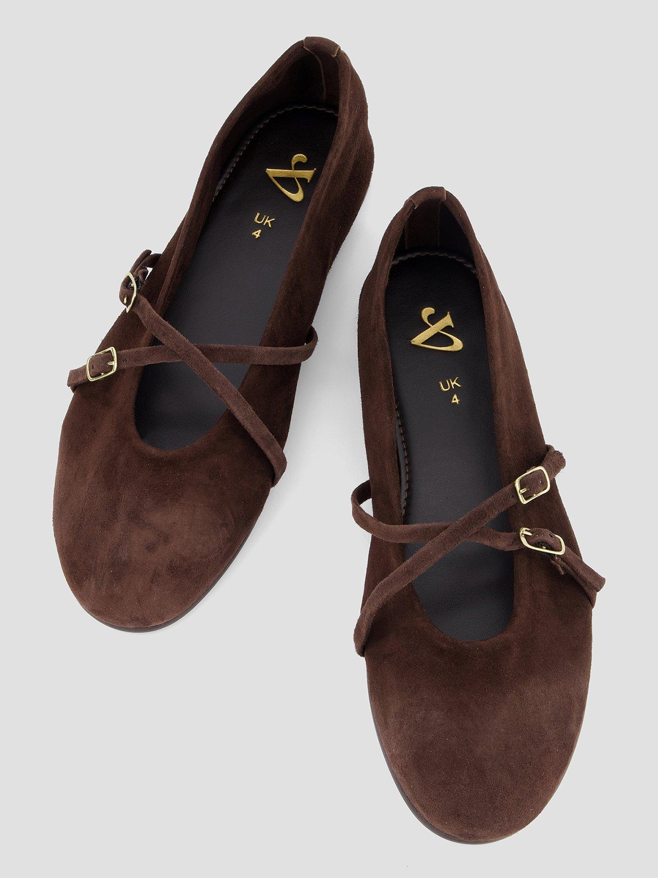 Image 3 of 6 of The Very Collection Suede Ballet Flat Shoe - Chocolate
