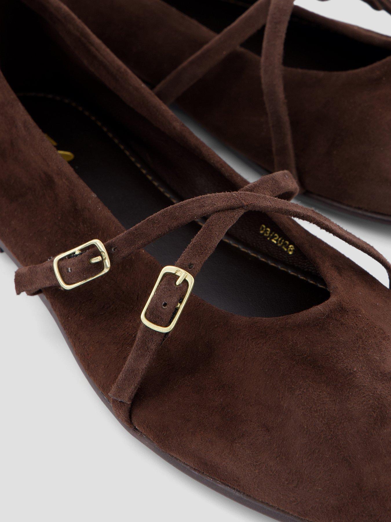 Image 5 of 6 of The Very Collection Suede Ballet Flat Shoe - Chocolate