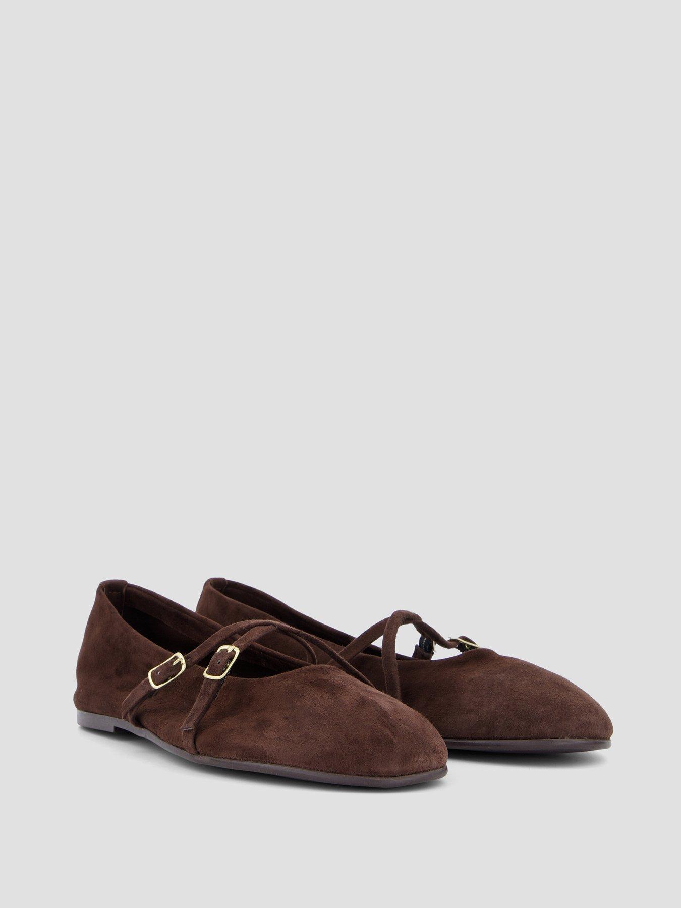 Image 6 of 6 of The Very Collection Suede Ballet Flat Shoe - Chocolate