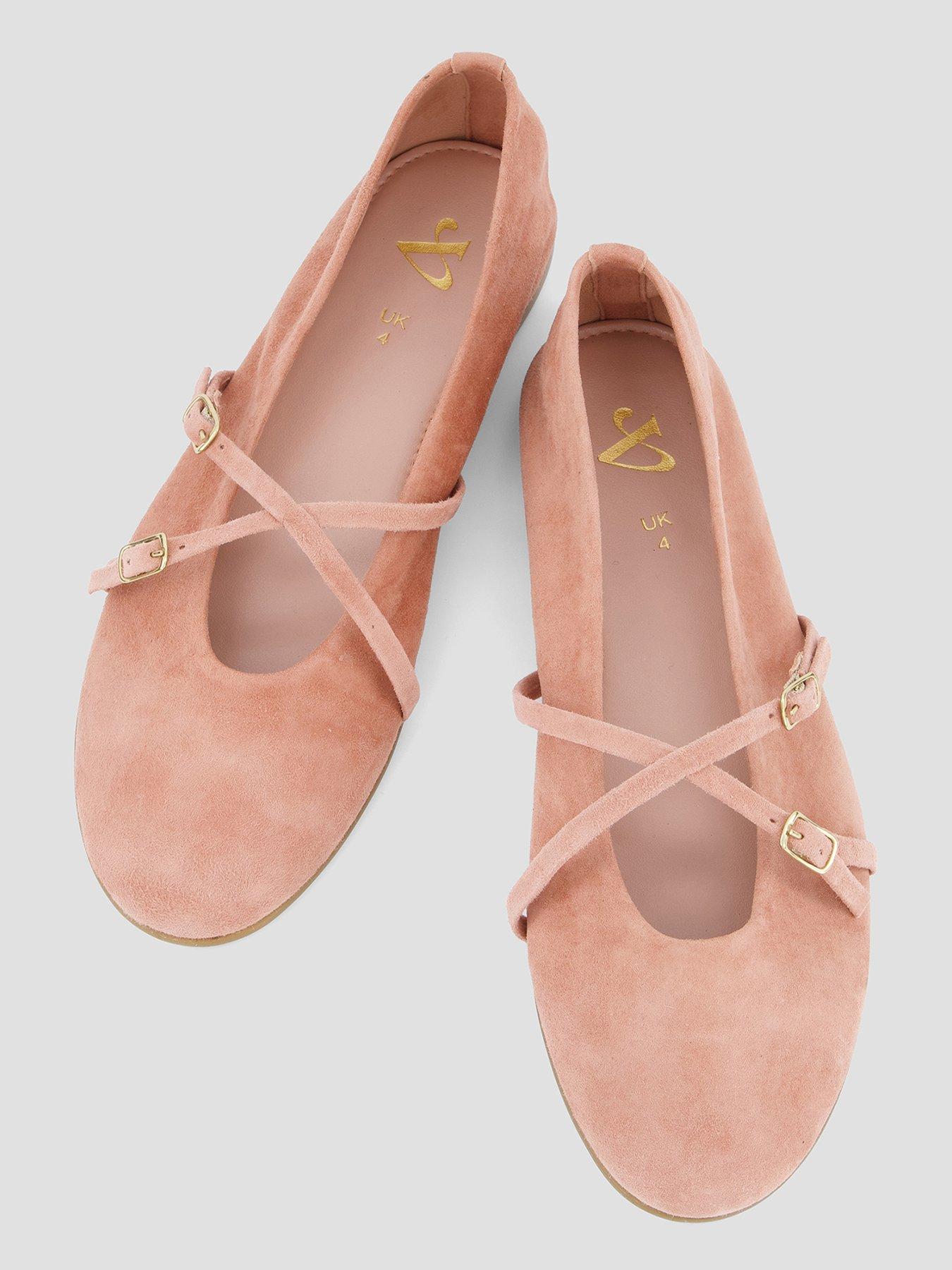 Image 3 of 6 of The Very Collection Suede Ballet Flat Shoe - Pink