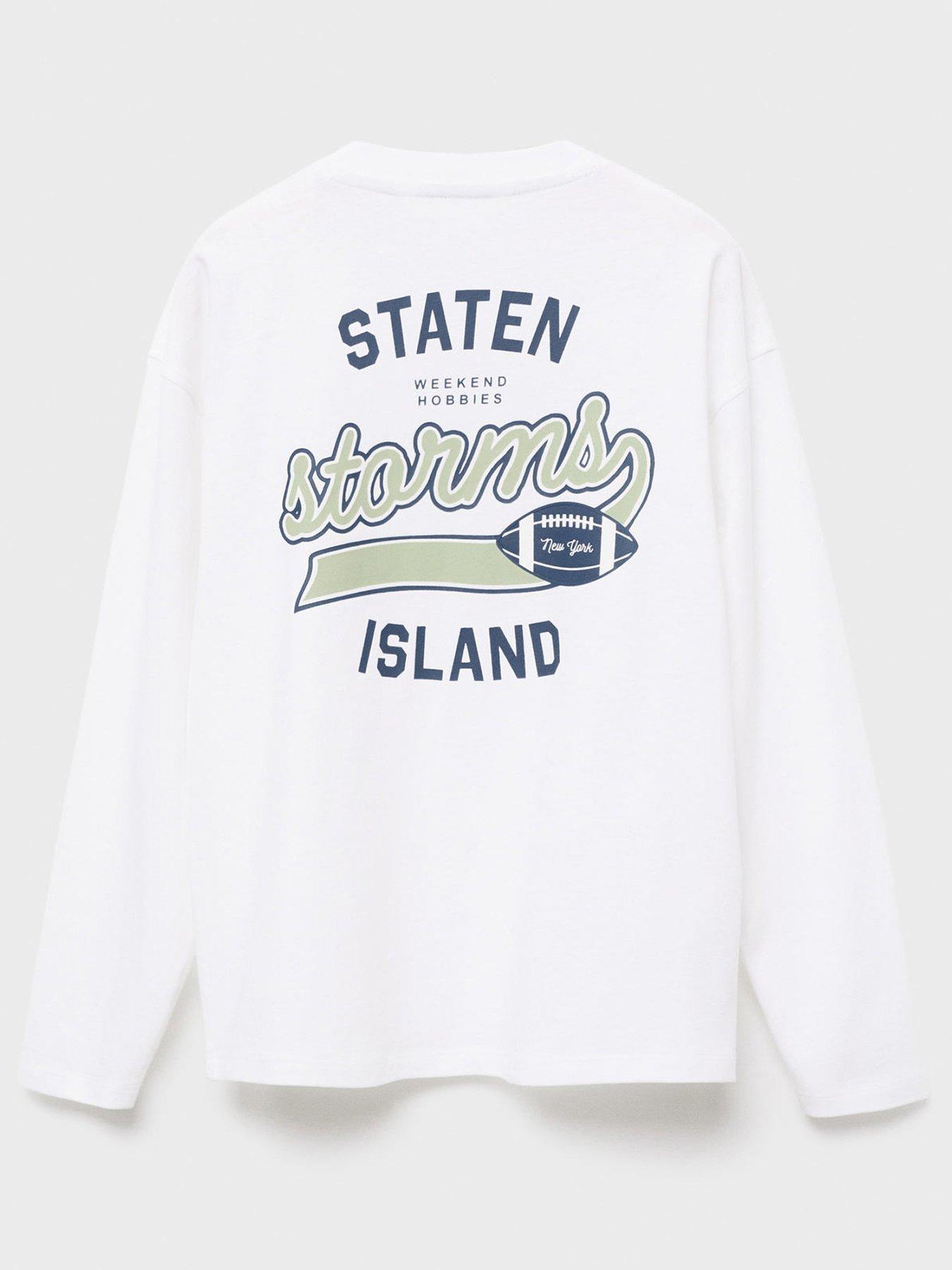 undefined Boys Staten Island Long Sleeve Back Print Tshirt - White