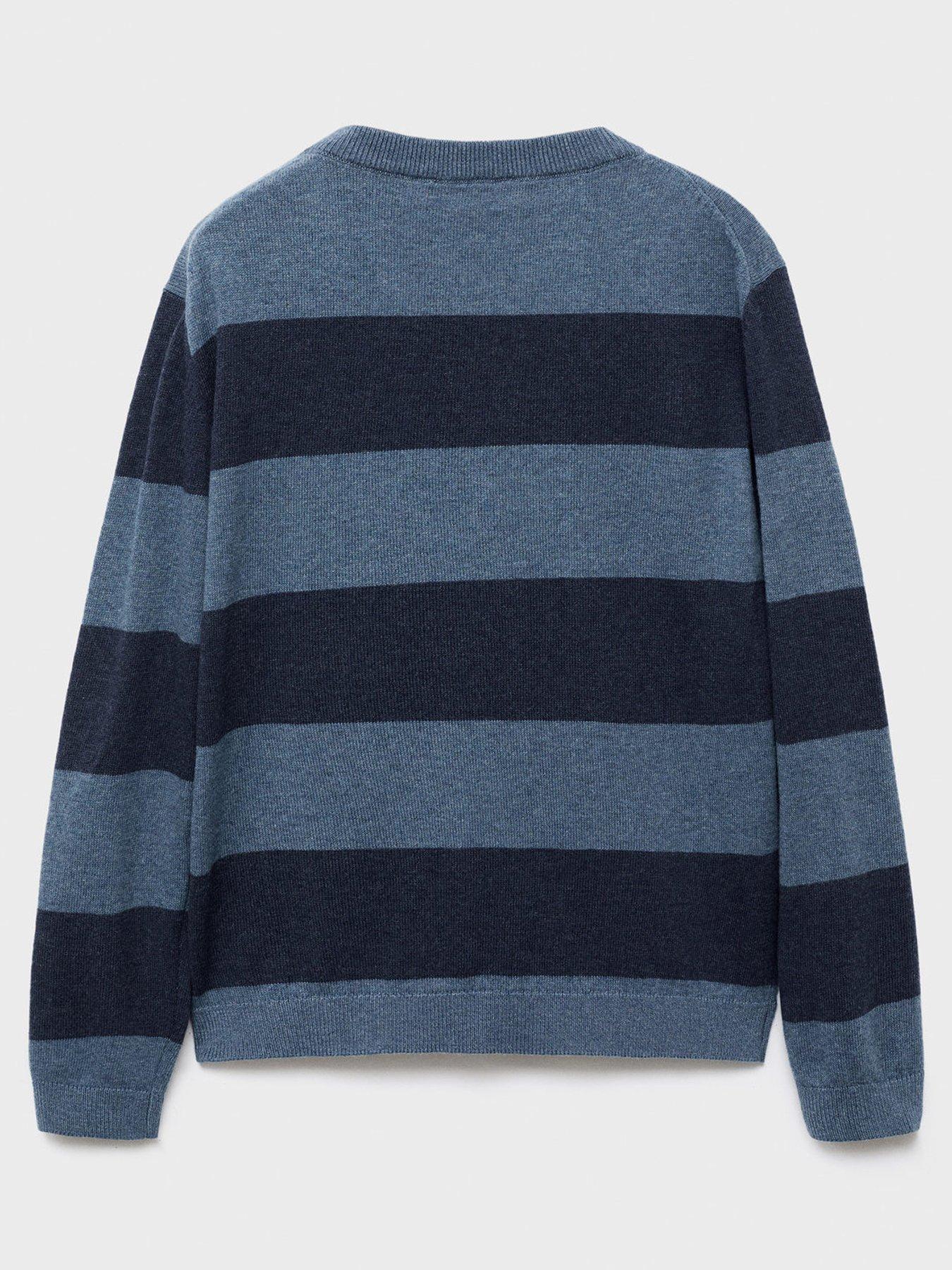 Image 2 of 4 of Mango Boys Striped Knitted Jumper - Blue