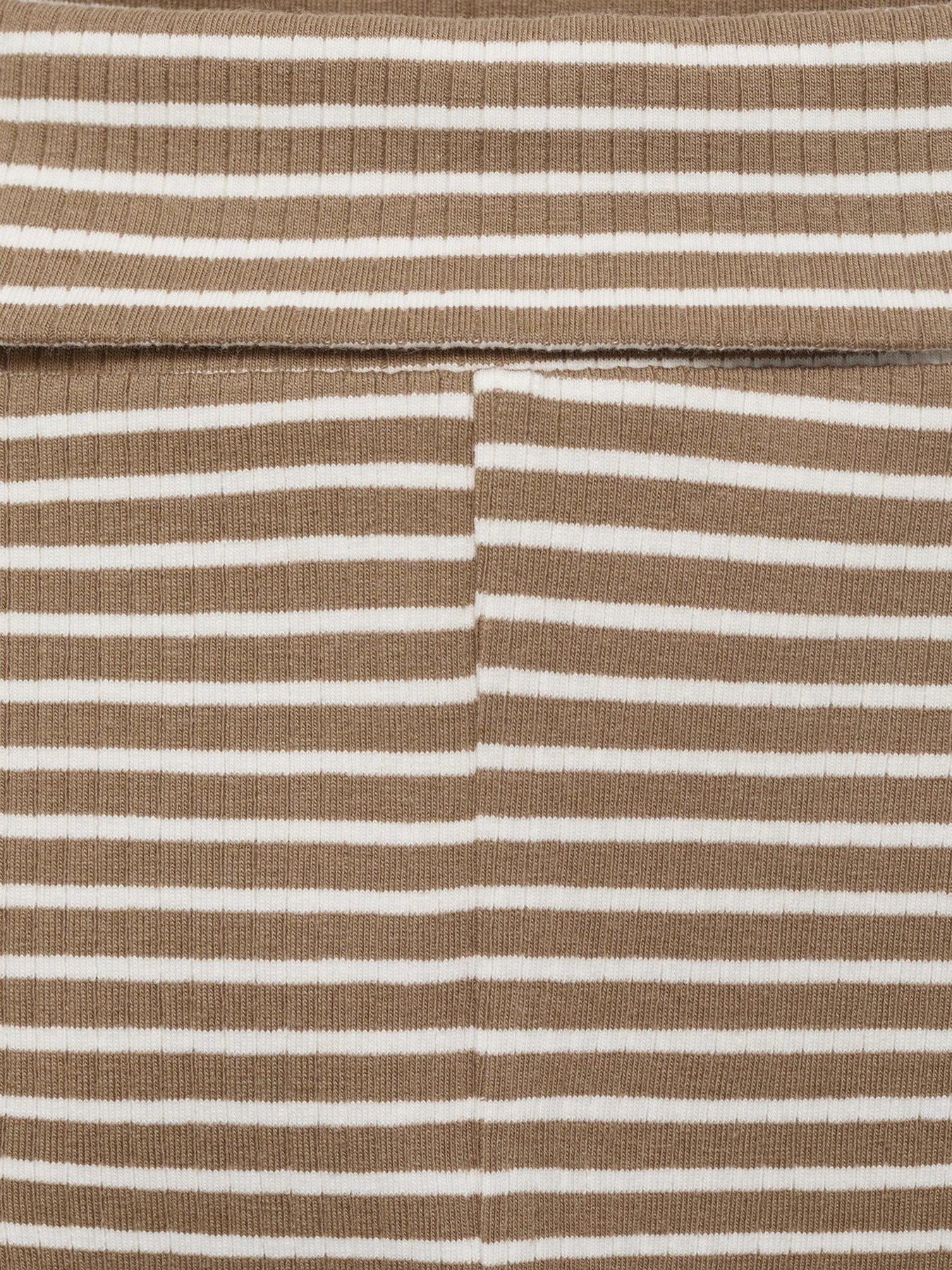 Image 3 of 4 of Mango Baby Unisex Striped Co-Ord Leggings - Brown