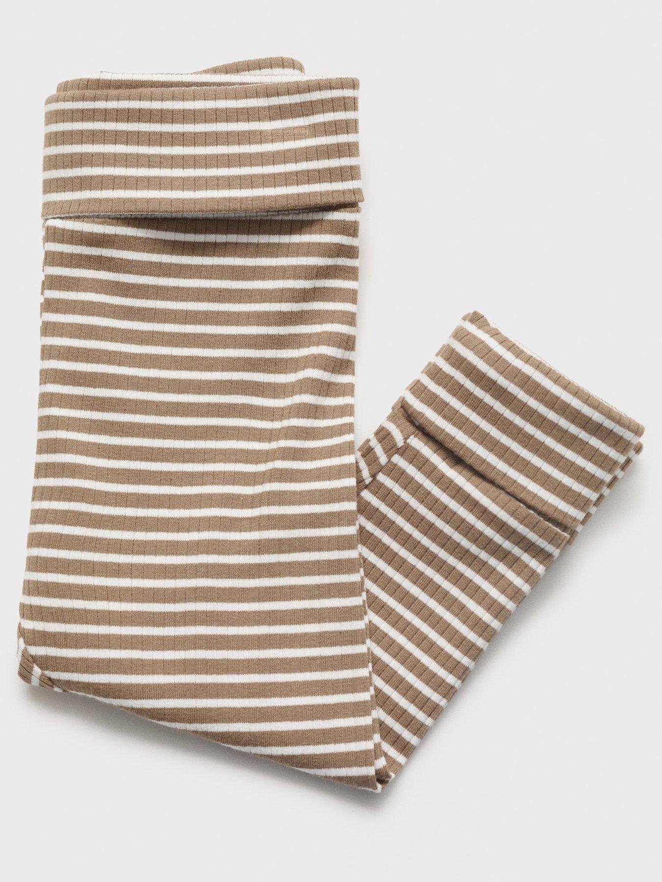 Image 4 of 4 of Mango Baby Unisex Striped Co-Ord Leggings - Brown