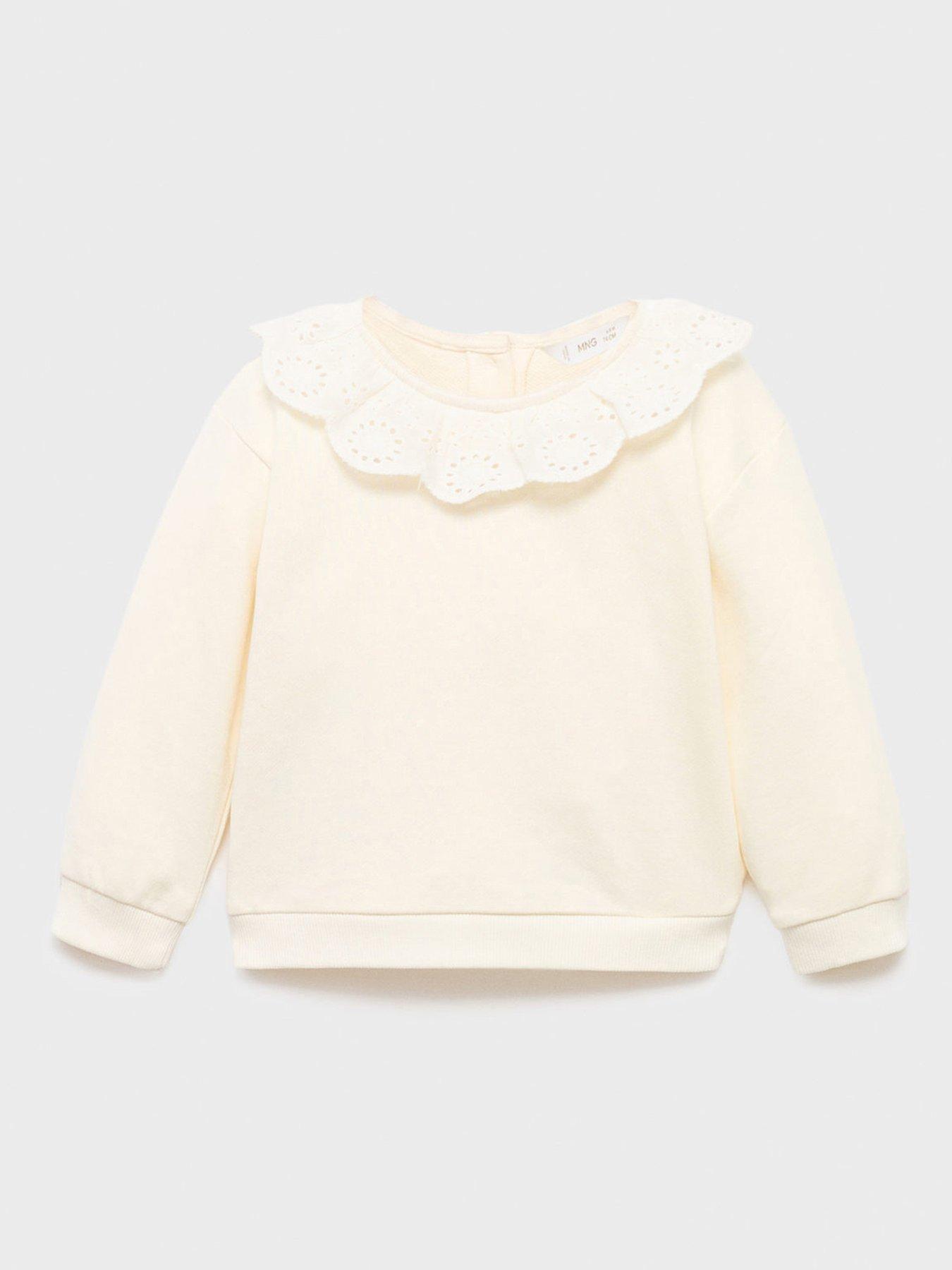 undefined Baby Girls Frill Collar Co-Ord Sweat - Light Cream