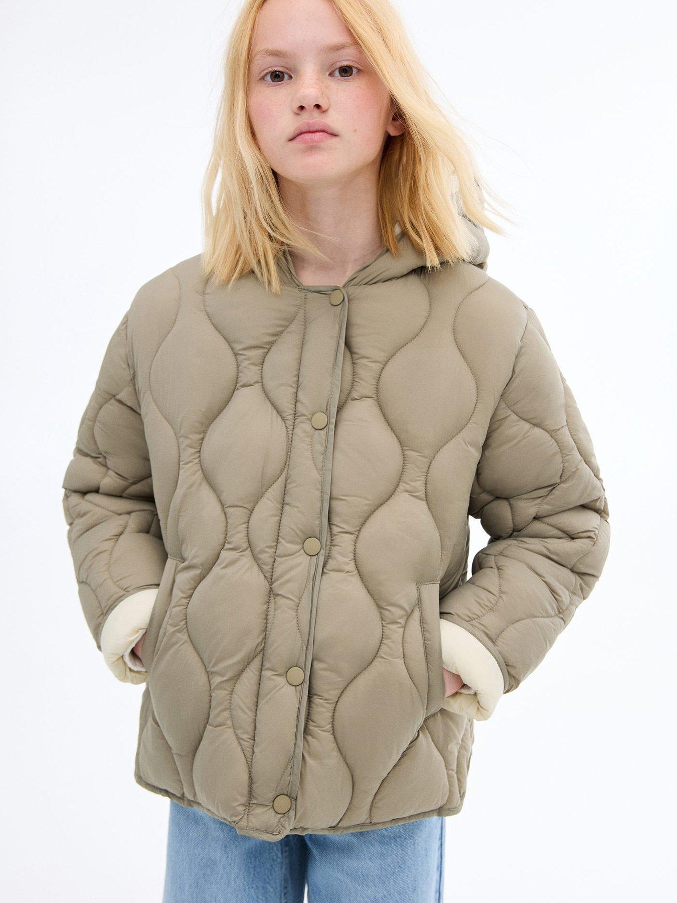 undefined Girls Onion Quilted Coat - Khaki
