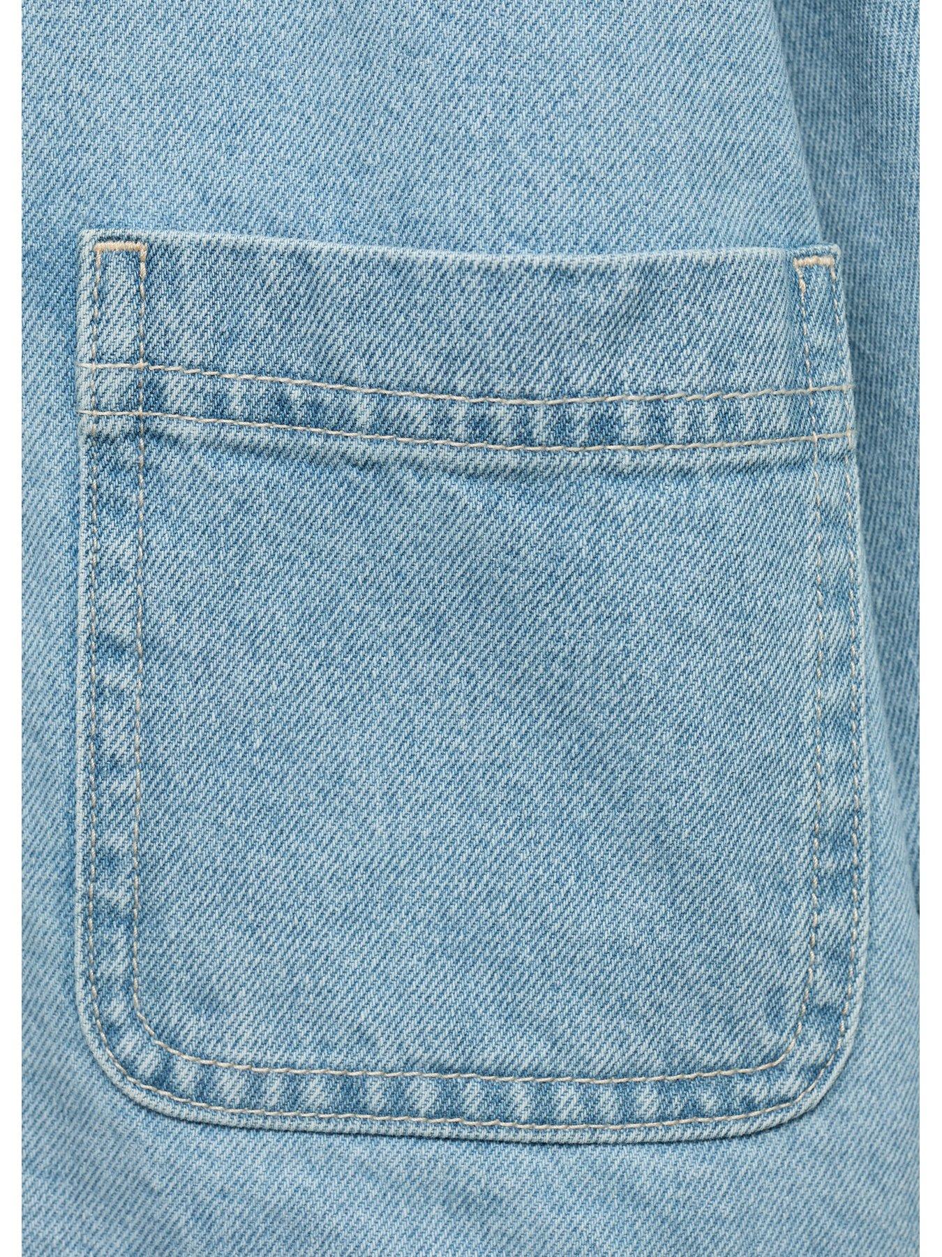 Image 3 of 4 of Mango Girls Faux Fur Collar Denim Jacket - Blue