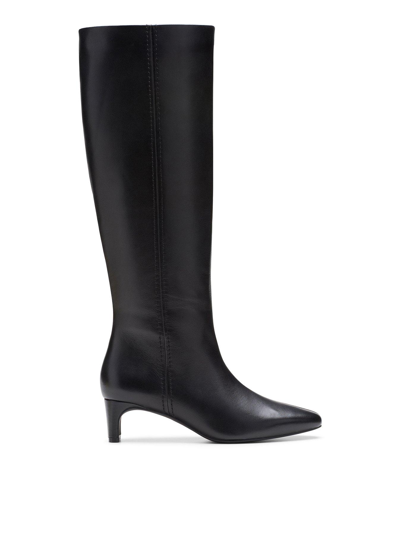 image of clarks-edina-tall-leather-knee-boots-black