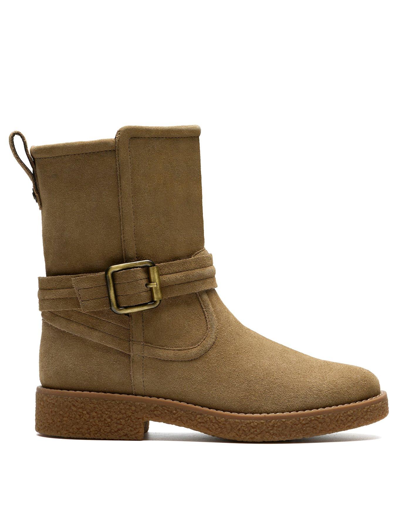  image of clarks-nella-mid-calf-boots-beige