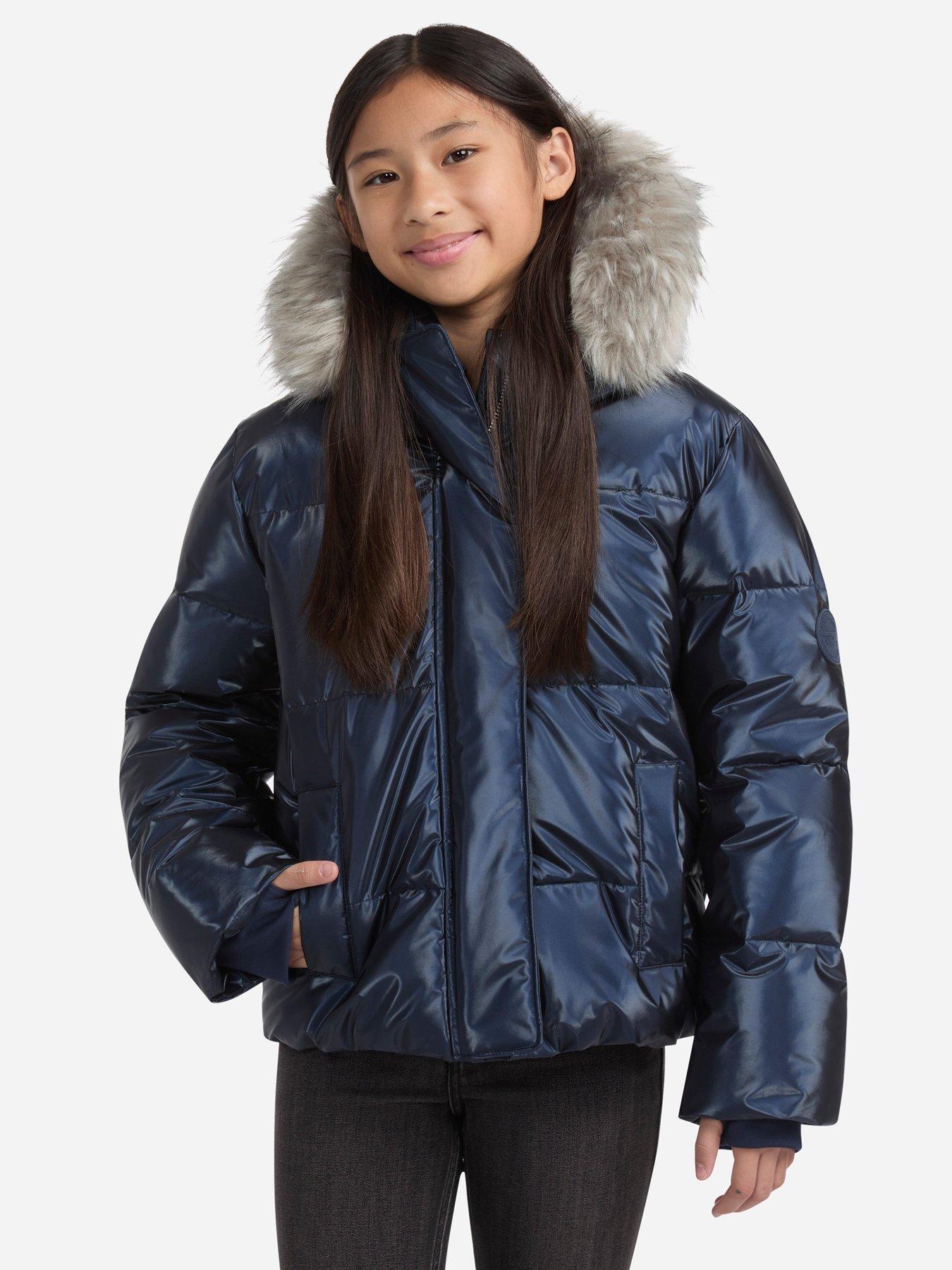 Abercrombie & Fitch Girls Shiny Ultra Padded Jacket - Navy