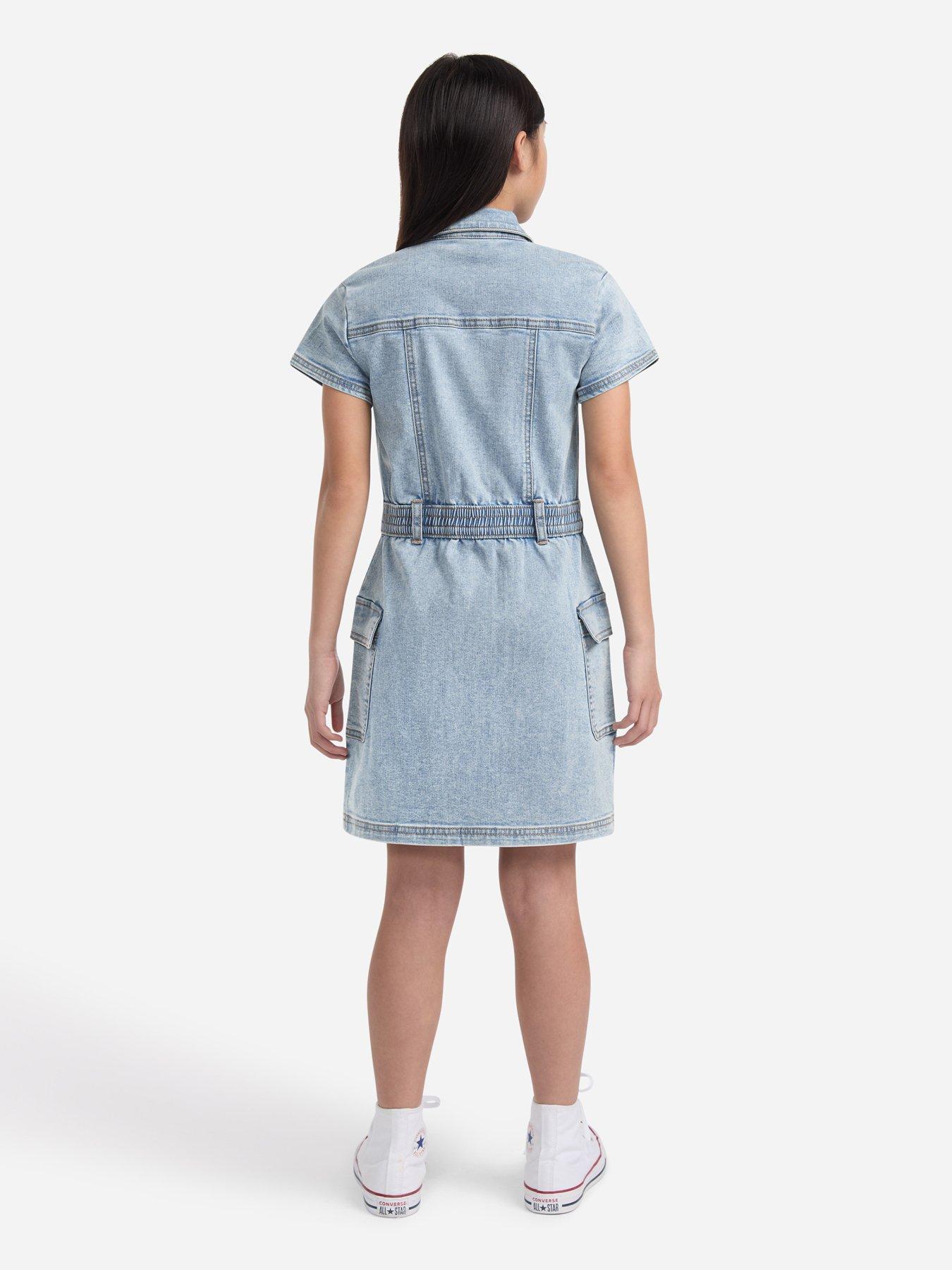 Image 2 of 5 of Abercrombie & Fitch Girls Utility Shirt Dress - Blue