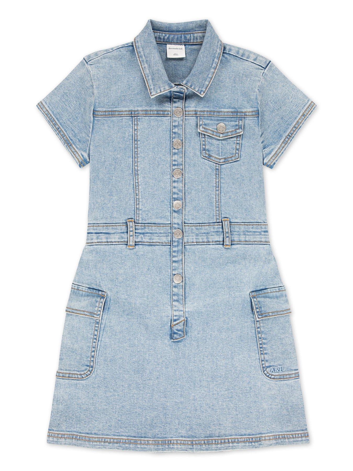 Image 3 of 5 of Abercrombie & Fitch Girls Utility Shirt Dress - Blue