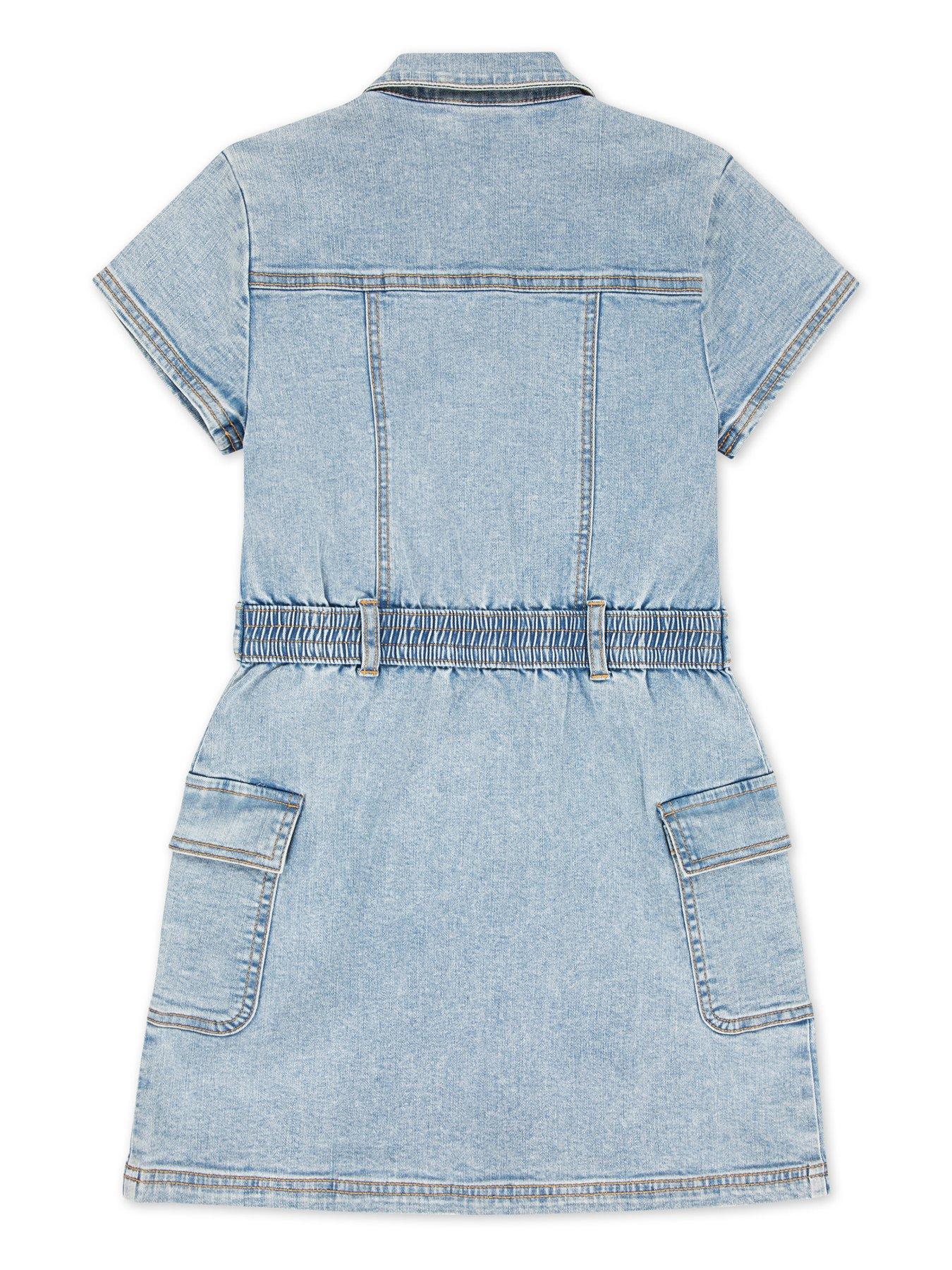 Image 4 of 5 of Abercrombie & Fitch Girls Utility Shirt Dress - Blue
