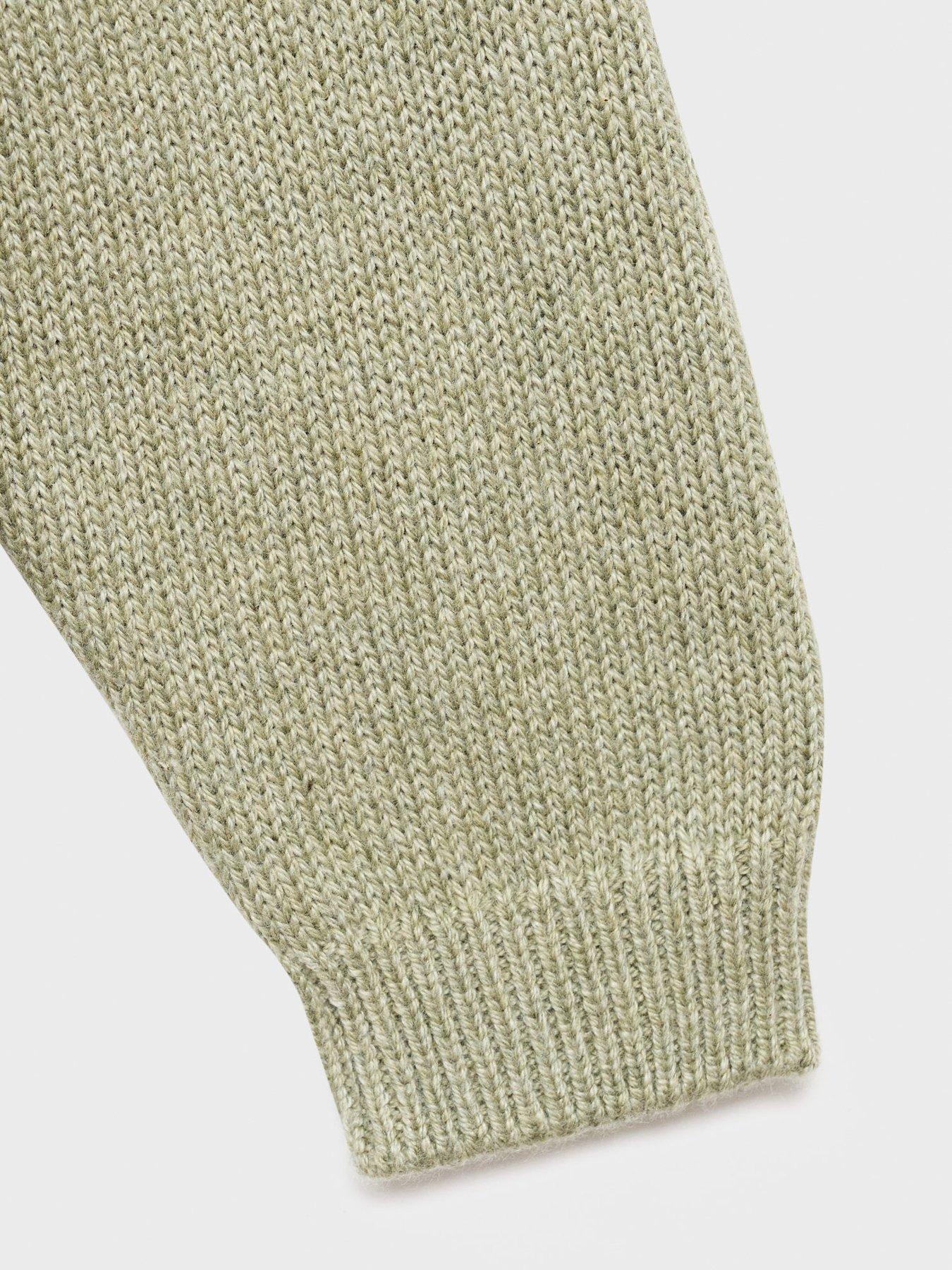 Image 3 of 4 of Mango Younger Boys Knitted Collar Jumper - Light Green