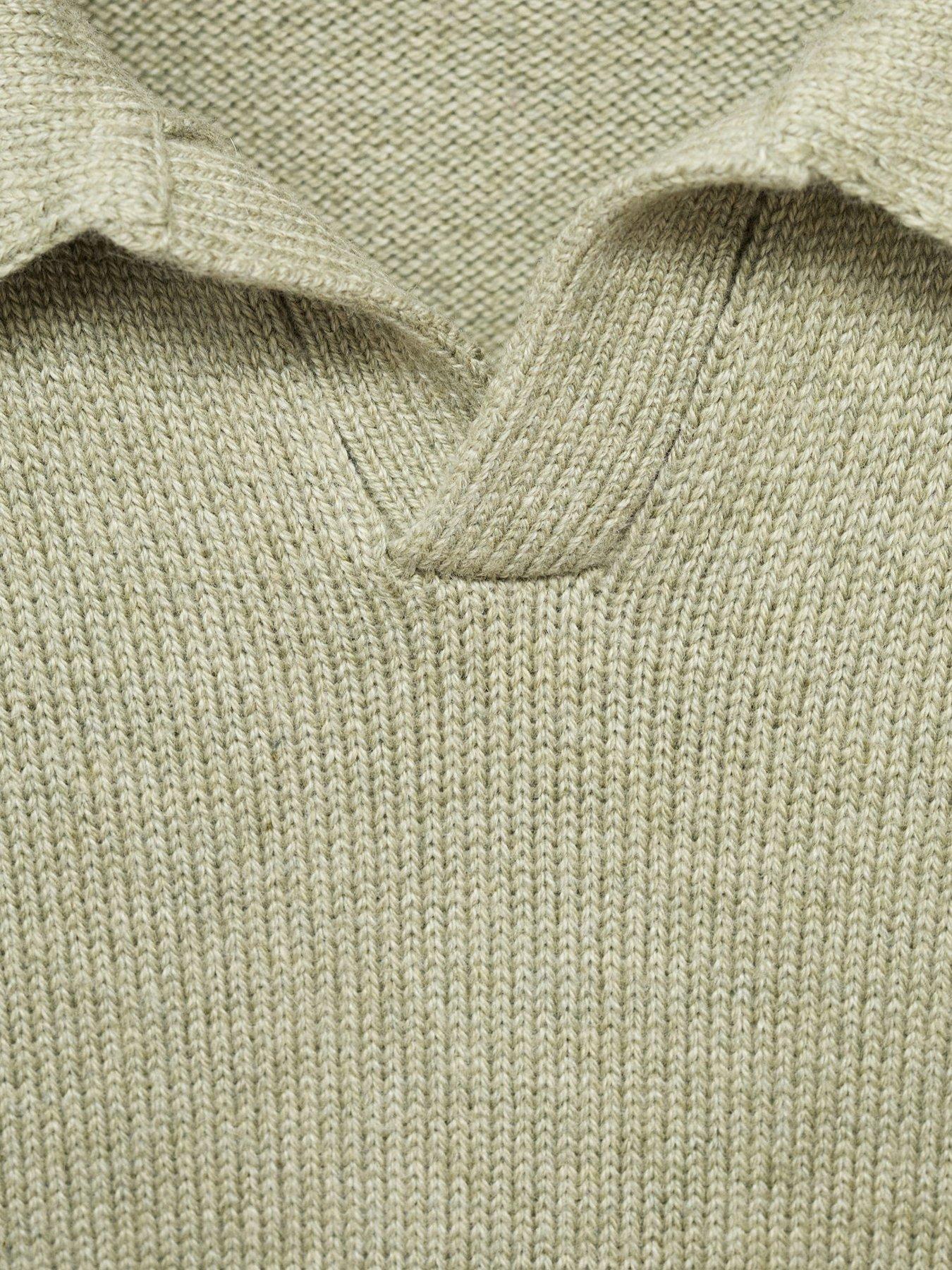 Image 4 of 4 of Mango Younger Boys Knitted Collar Jumper - Light Green