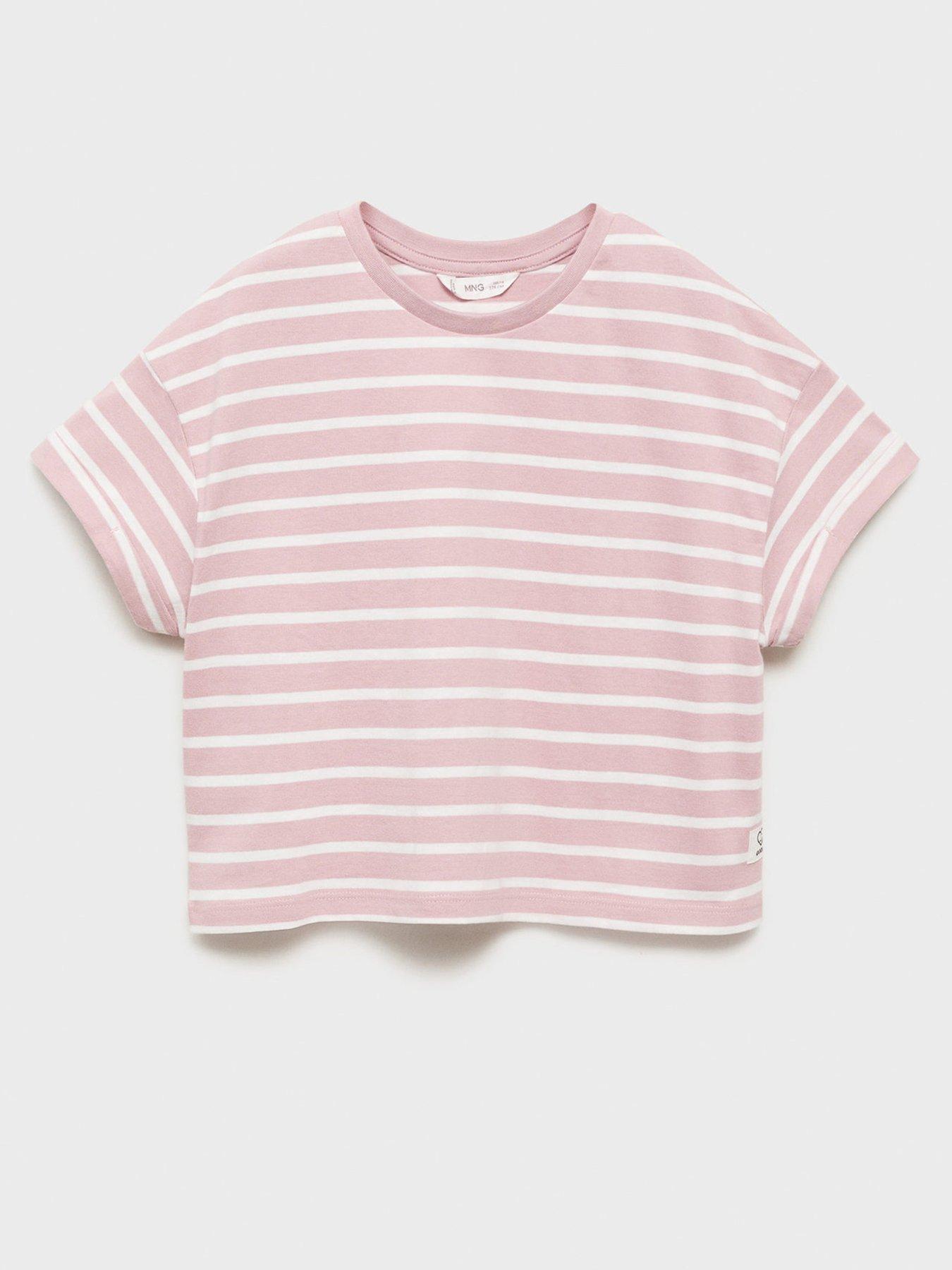 Image 2 of 5 of Mango Girls Stripe Short Sleeve T-Shirt - Pink