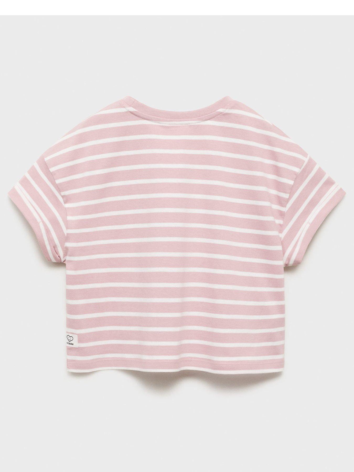 Image 3 of 5 of Mango Girls Stripe Short Sleeve T-Shirt - Pink