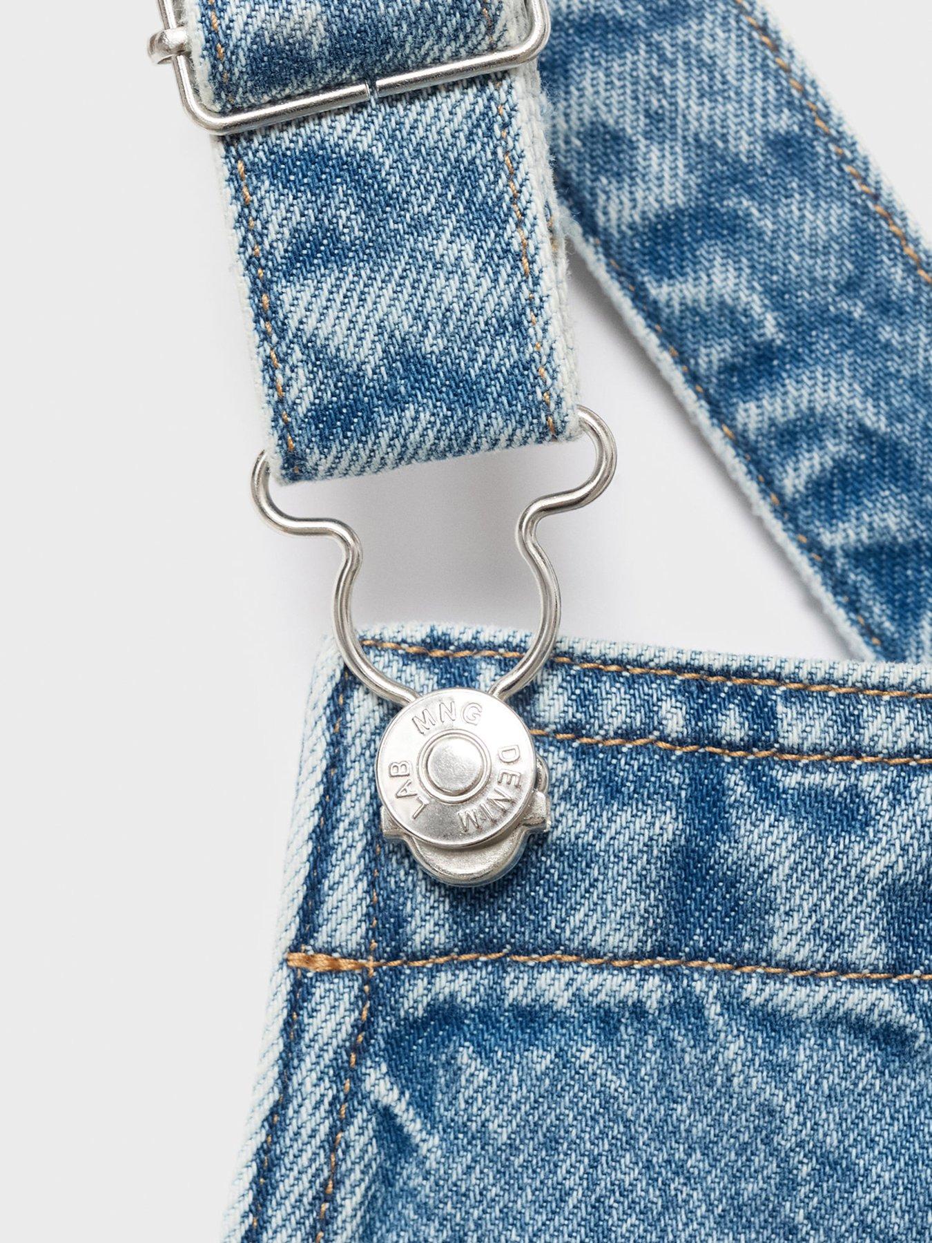 Image 4 of 4 of Mango Younger Girls Star Denim Pinny - Blue
