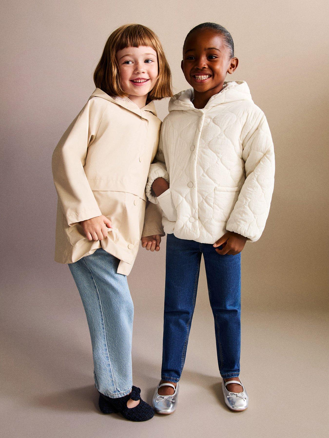 Mango Younger Girls Quilted Hooded Coat - Cream