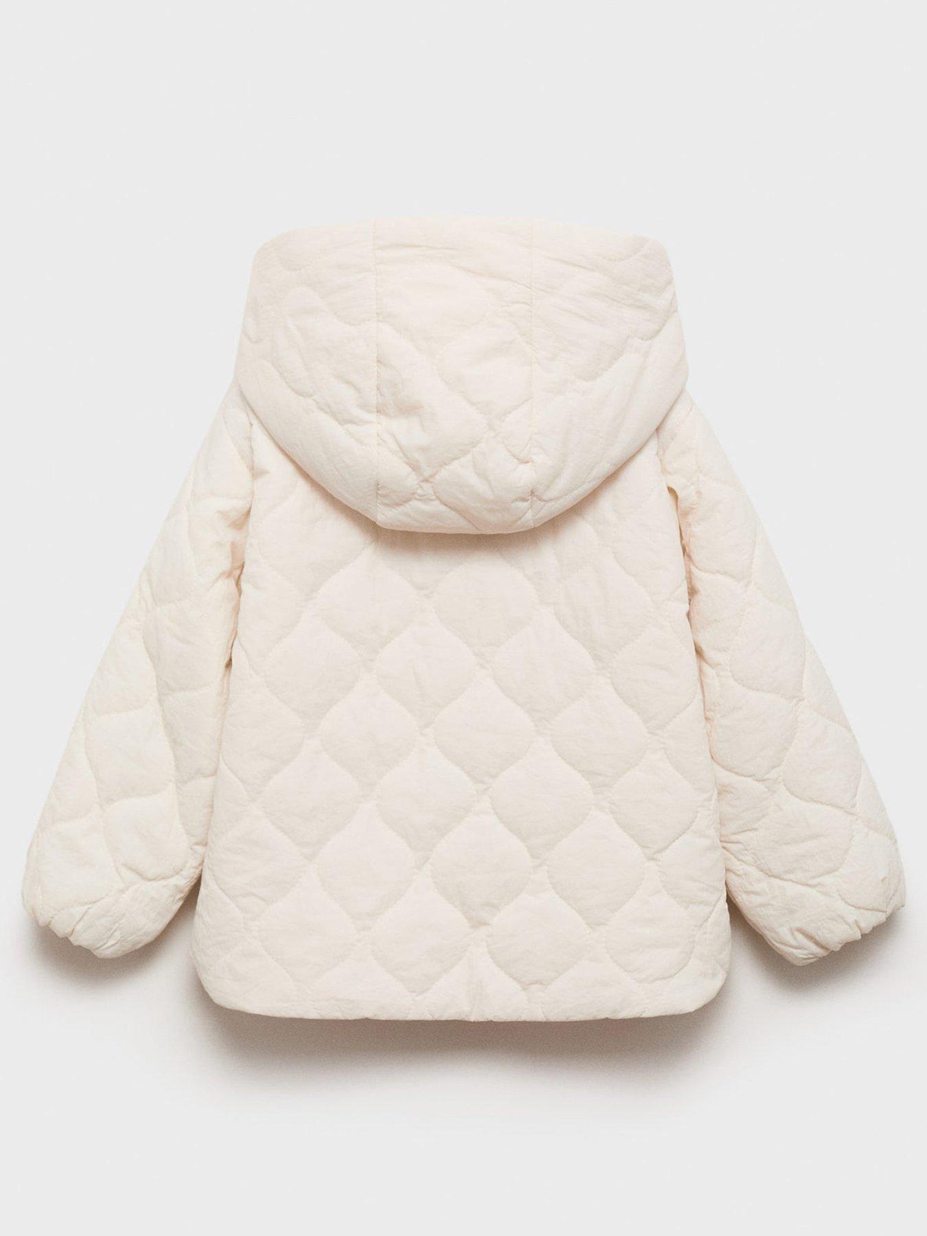 Image 2 of 4 of Mango Younger Girls Quilted Hooded Coat - Cream