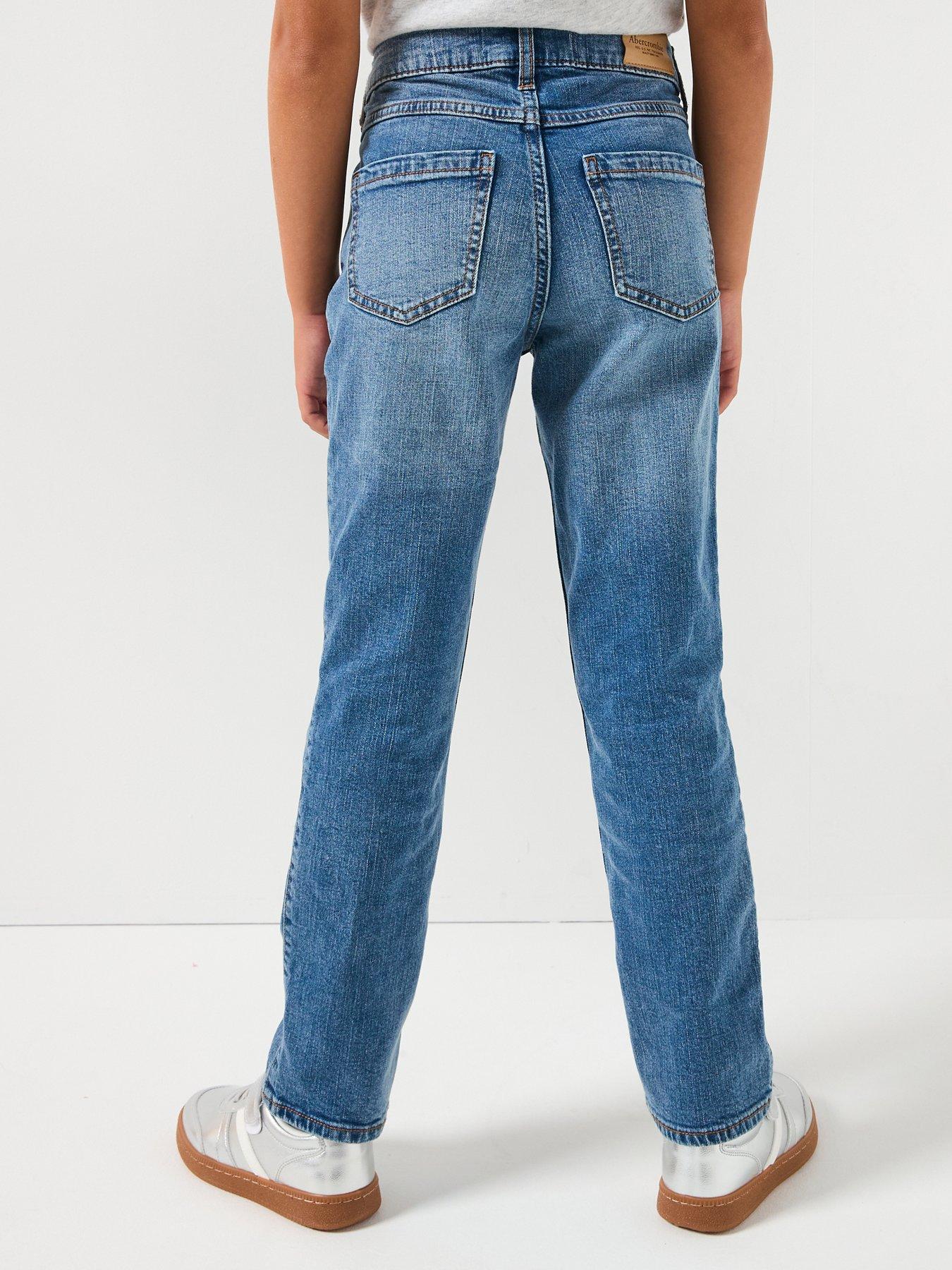 Image 2 of 6 of Abercrombie & Fitch Girls High Rise 90s Straight Jeans - Blue