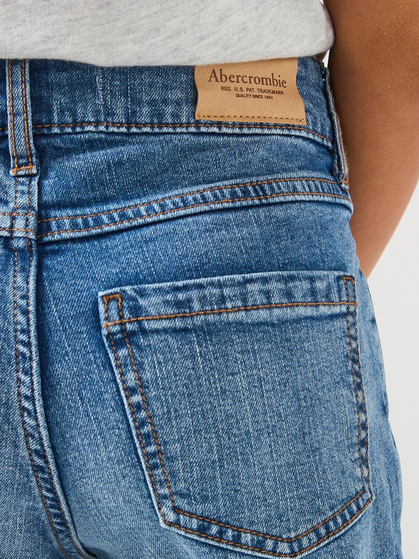 Image 4 of 6 of Abercrombie & Fitch Girls High Rise 90s Straight Jeans - Blue